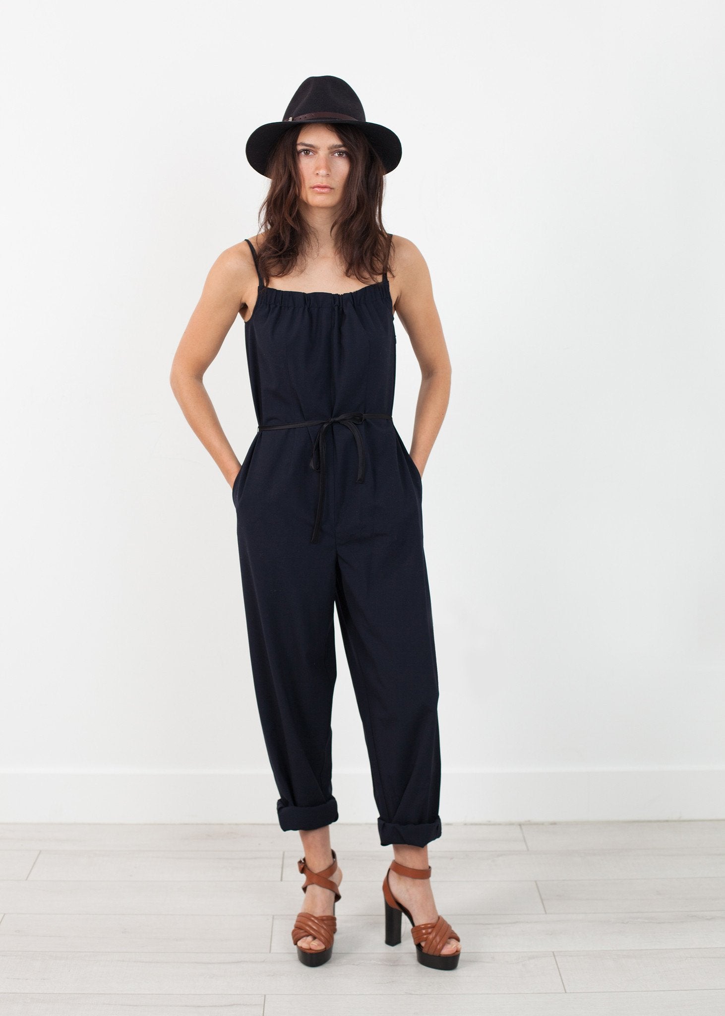 Sleeveless Jumpsuit in Navy|women's jumpsuits[option1]|[option2]|[option3] - hello
