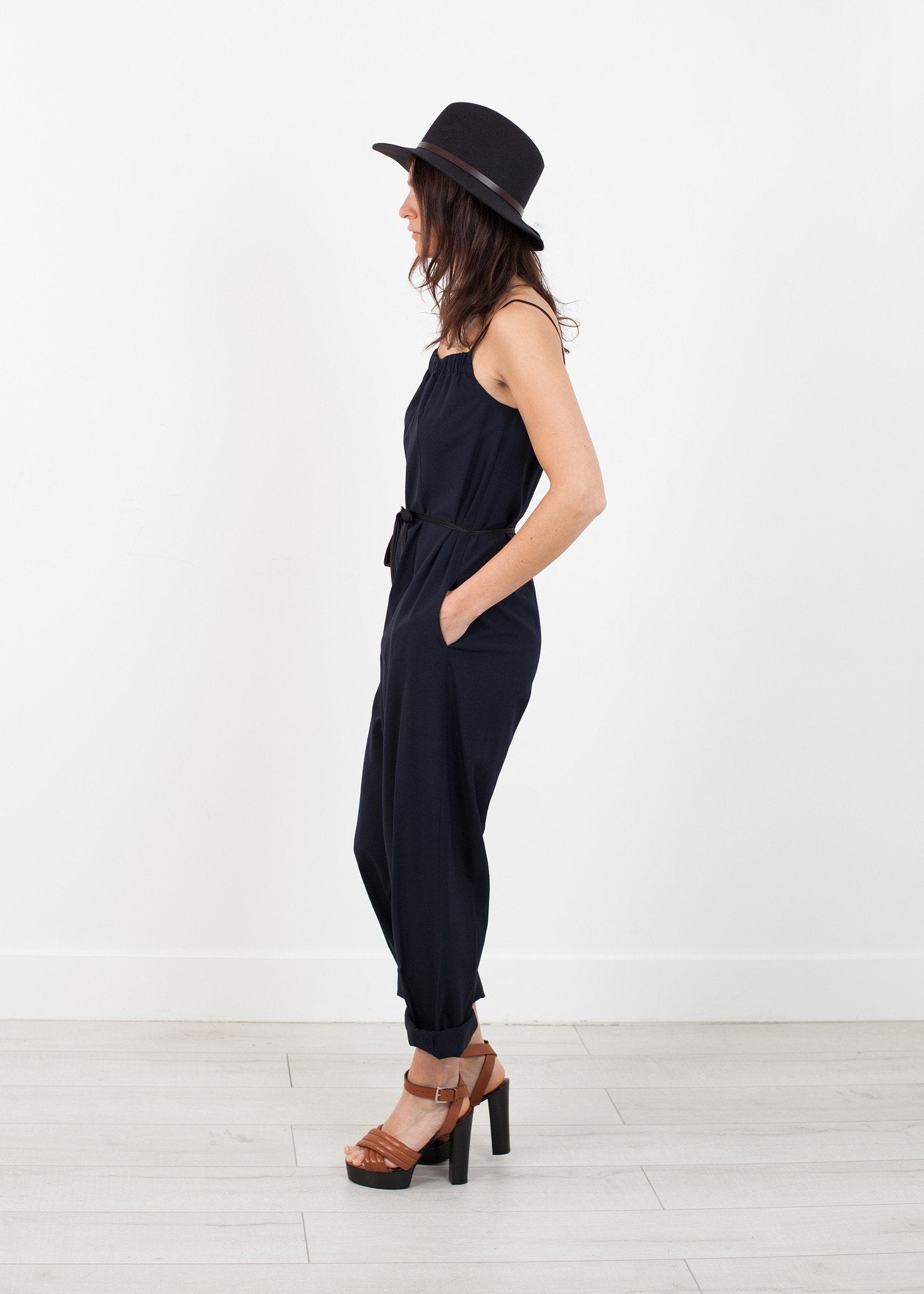 Sleeveless Jumpsuit in Navy|women's jumpsuits[option1]|[option2]|[option3] - hello