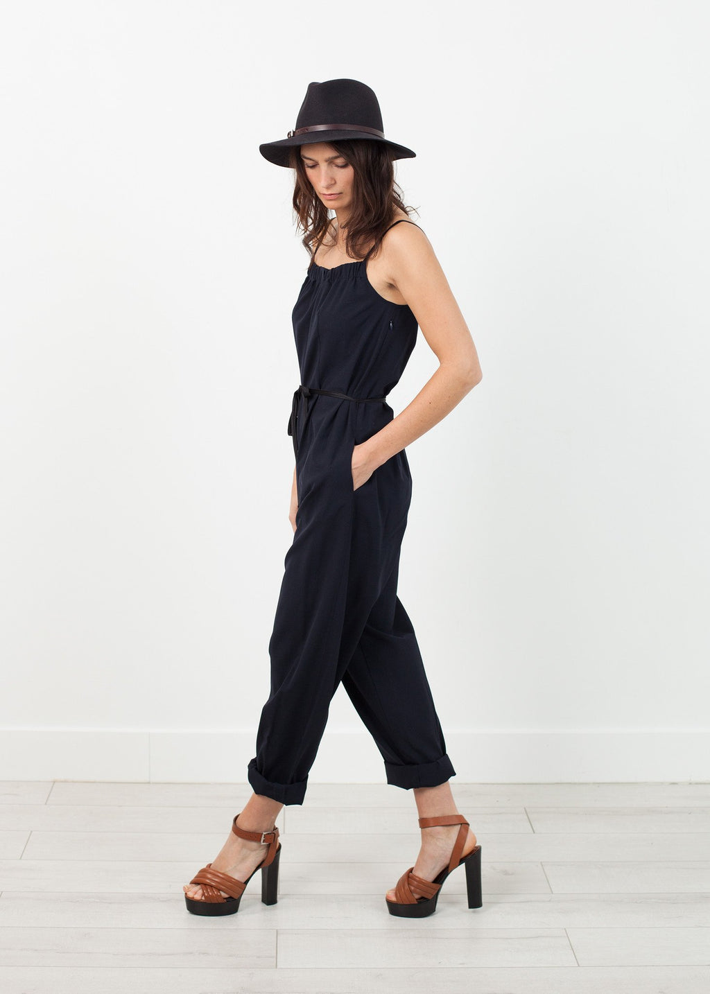 Sleeveless Jumpsuit in Navy|women's jumpsuits[option1]|[option2]|[option3] - hello