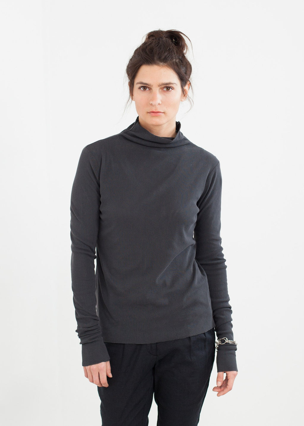 Cotton Long Tee in Ink|women's tops[option1]|[option2]|[option3] - hello