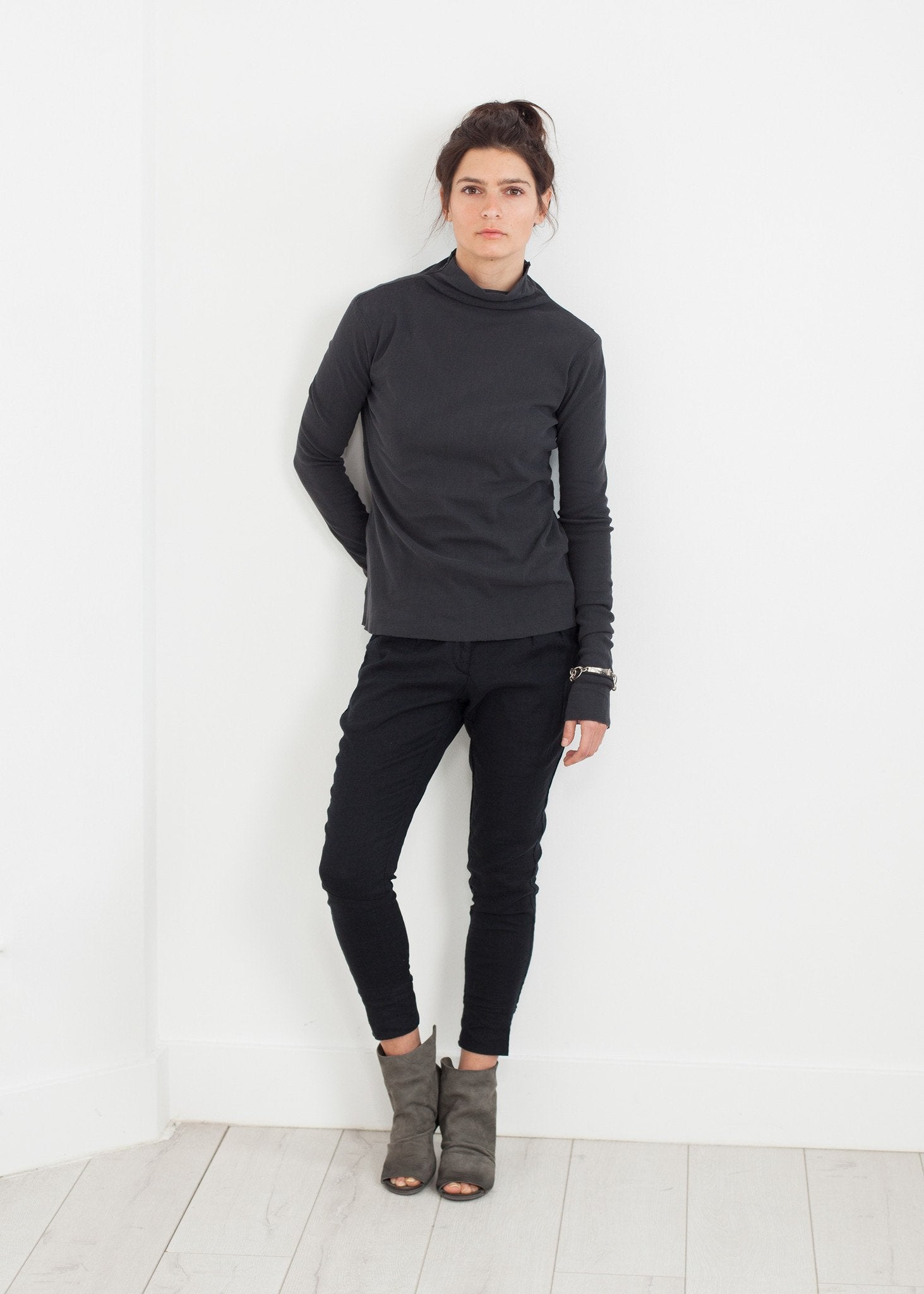 Cotton Long Tee in Ink|women's tops[option1]|[option2]|[option3] - hello