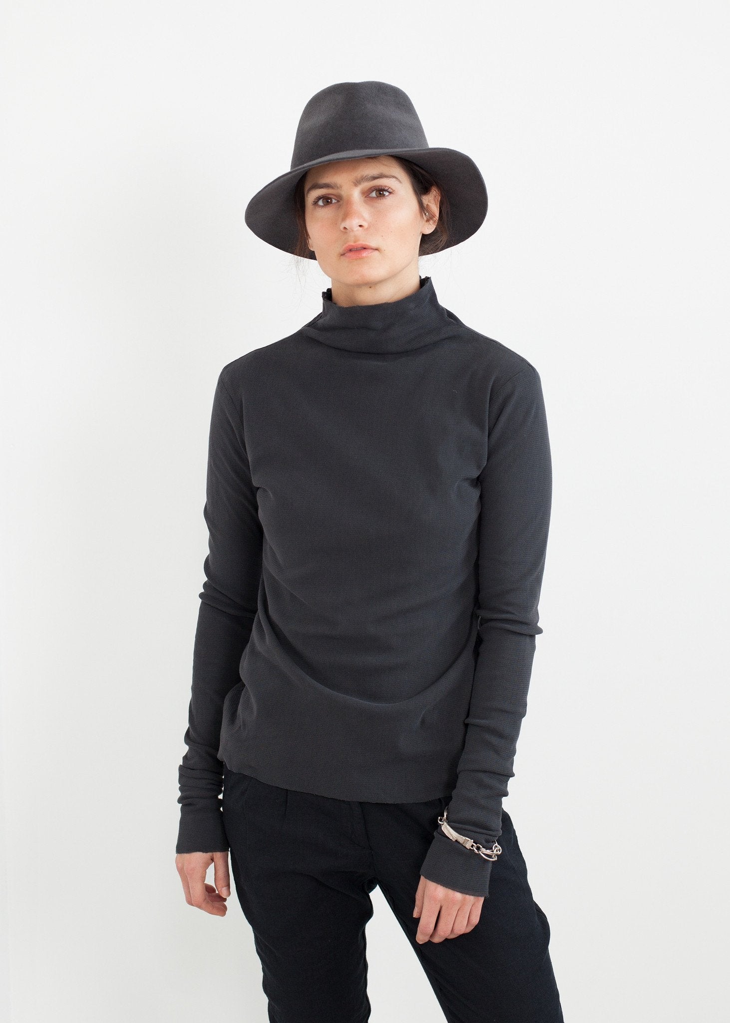 Cotton Long Tee in Ink|women's tops[option1]|[option2]|[option3] - hello