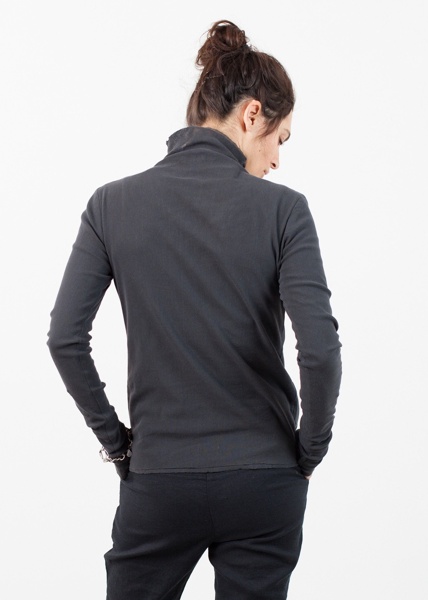 Cotton Long Tee in Ink|women's tops[option1]|[option2]|[option3] - hello