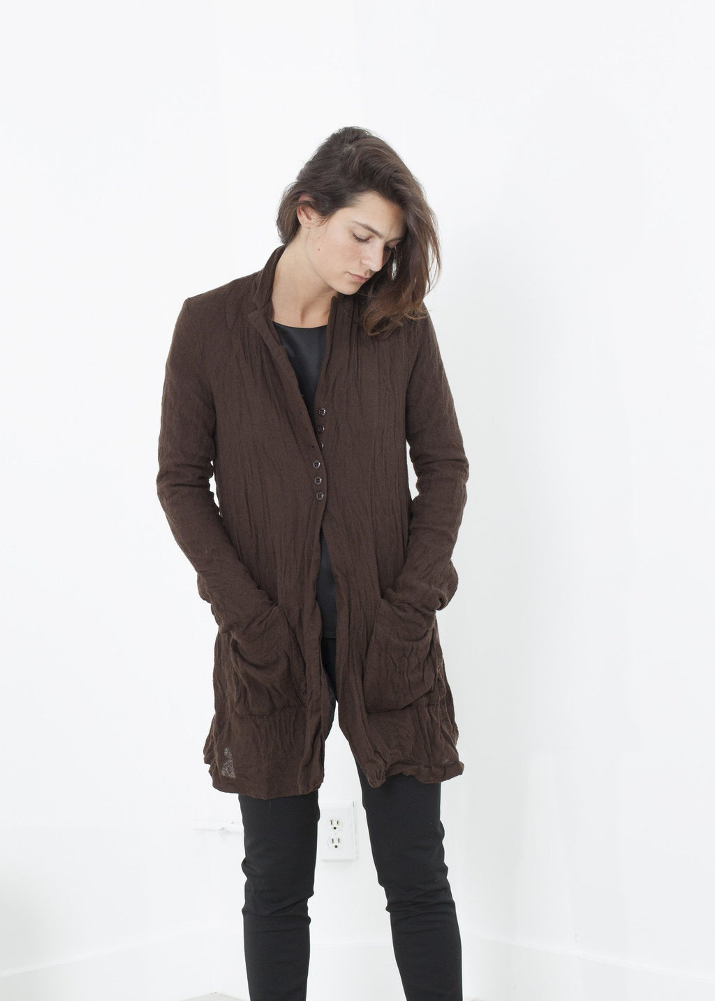 Ghost Wool Jacket in Brown|women's knitwear[option1]|[option2]|[option3] - hello