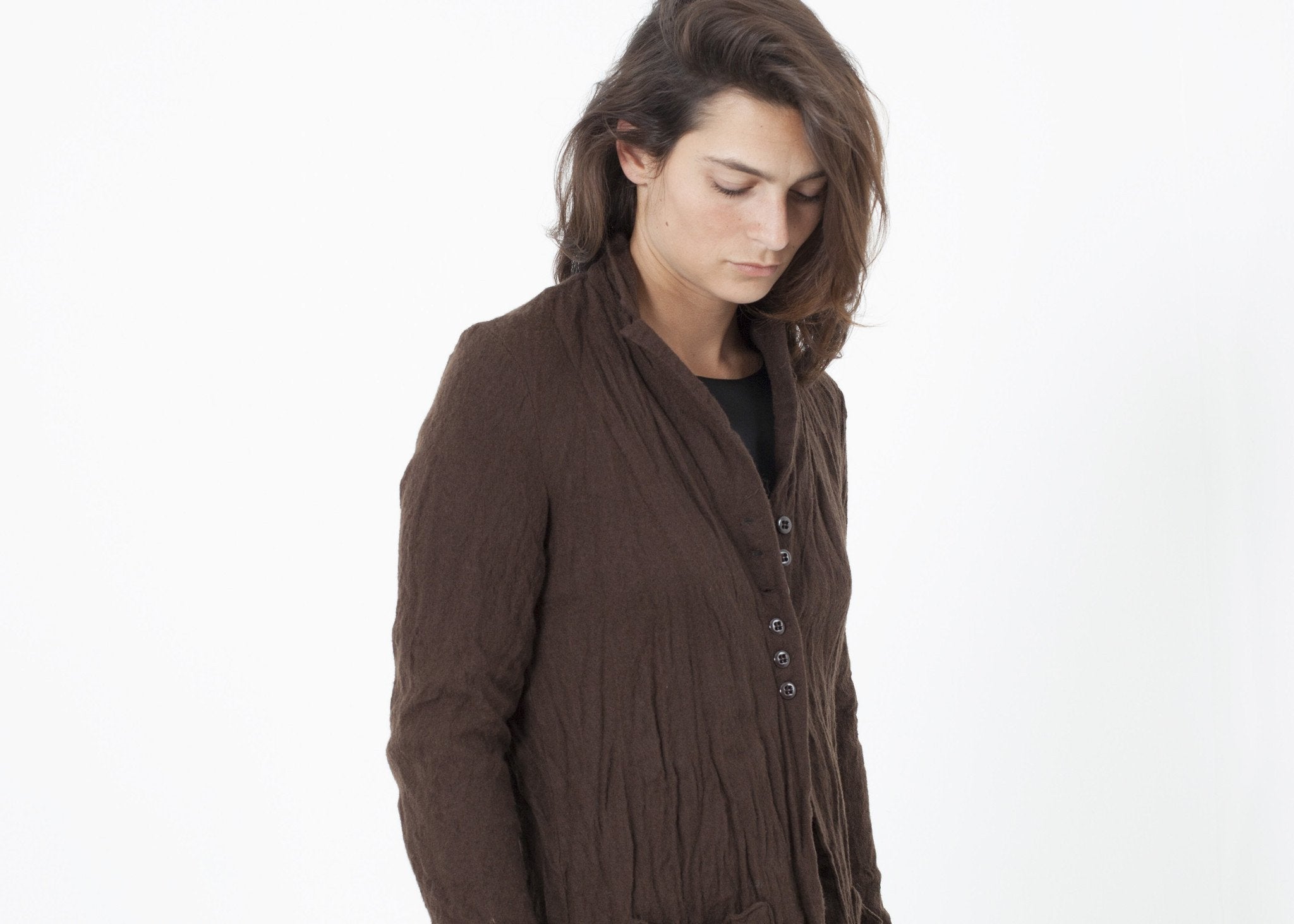 Ghost Wool Jacket in Brown|women's knitwear[option1]|[option2]|[option3] - hello