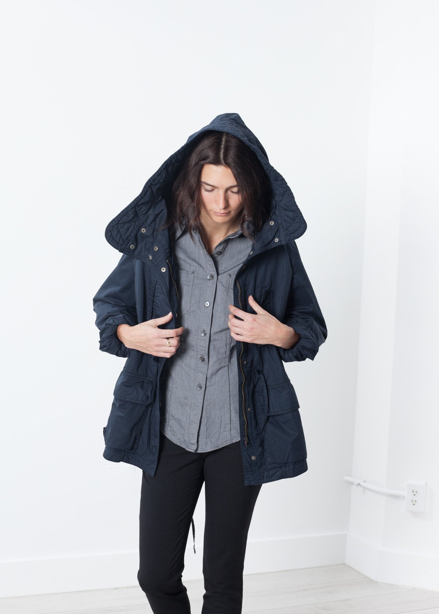Marquee Coat in Steel|women's coats & jackets[option1]|[option2]|[option3] - hello
