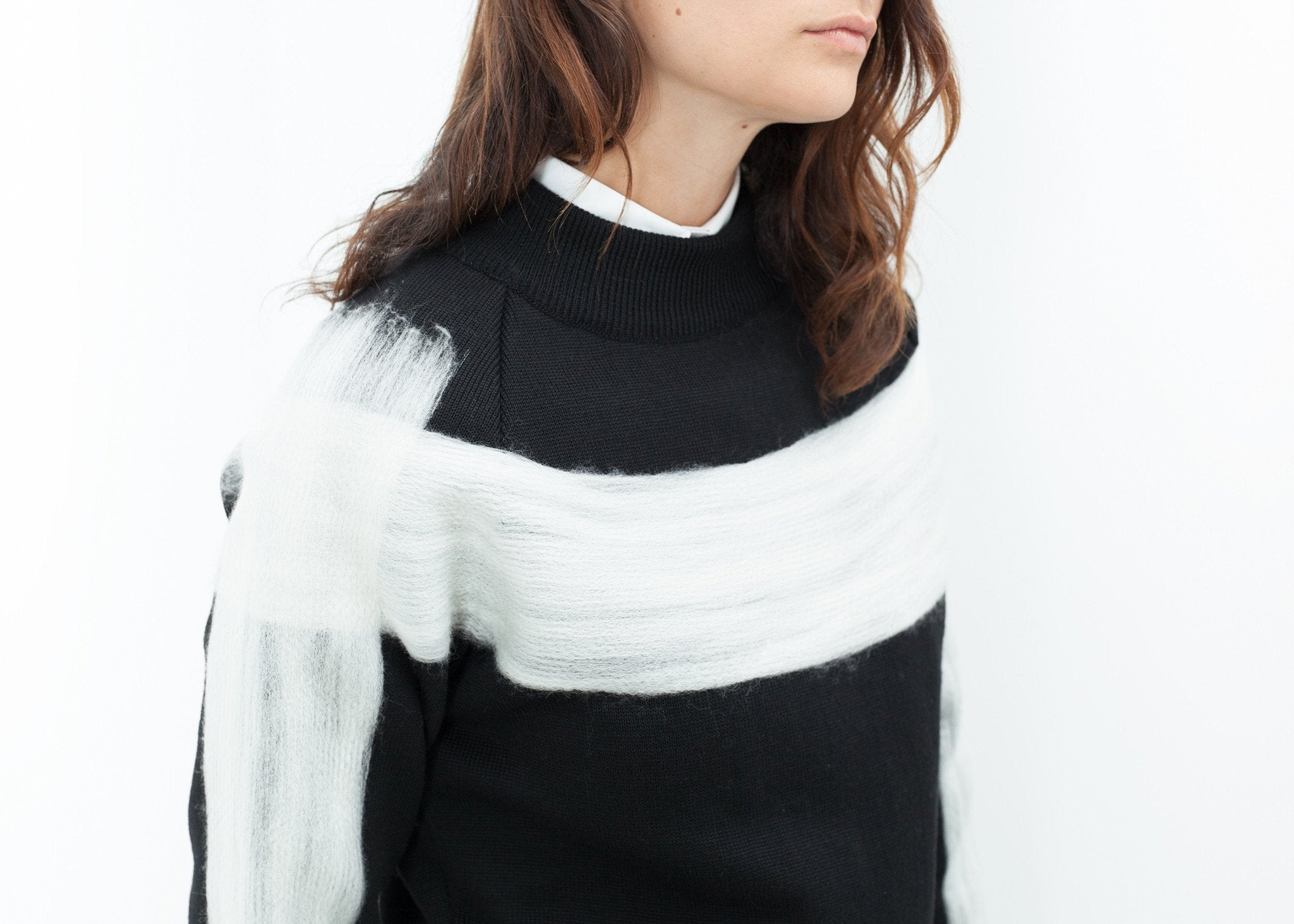 Contrast Felted Sweater in Black|women's knitwear[option1]|[option2]|[option3] - hello
