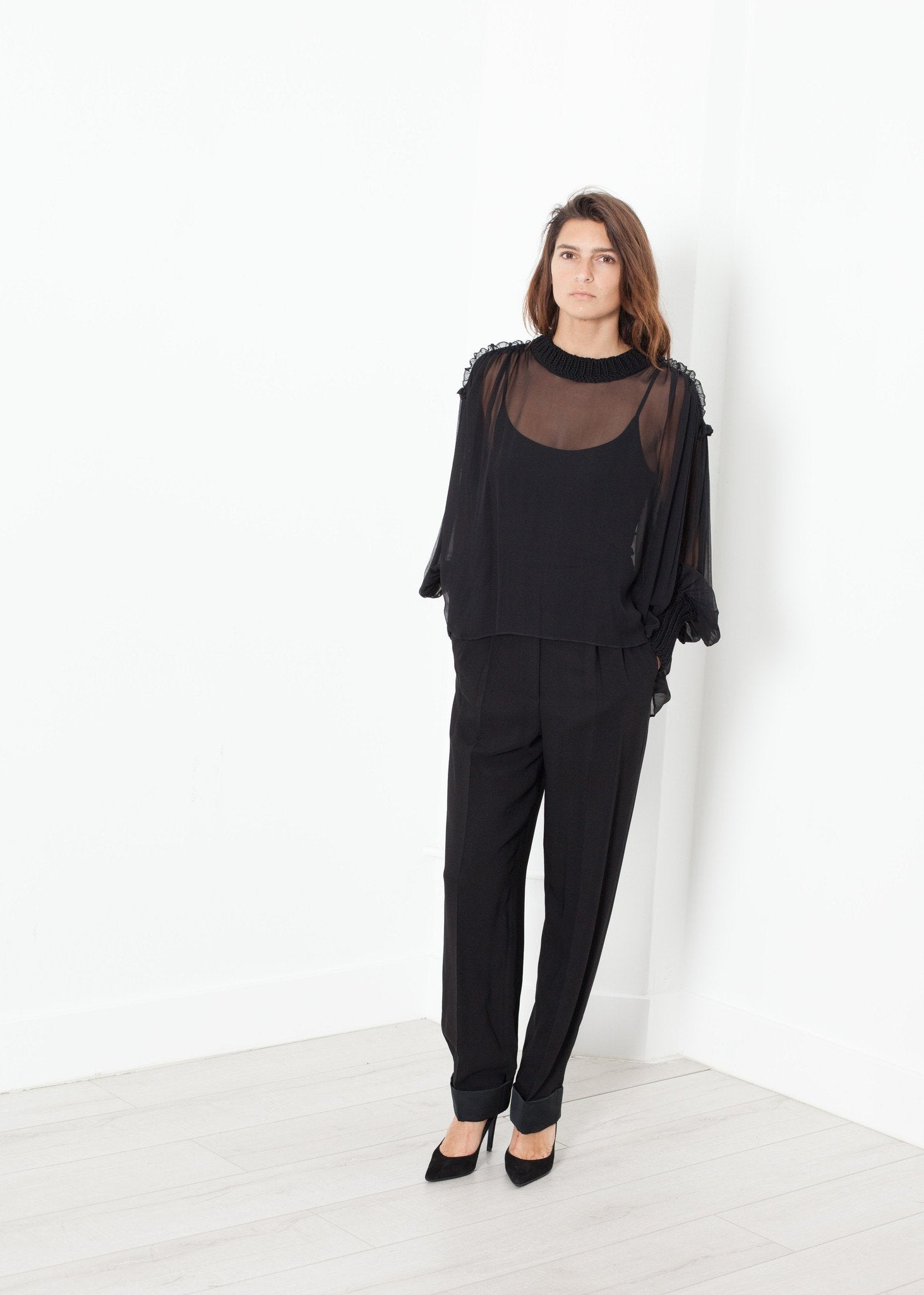 Poet Silk Sweater in Black|women's tops[option1]|[option2]|[option3] - hello
