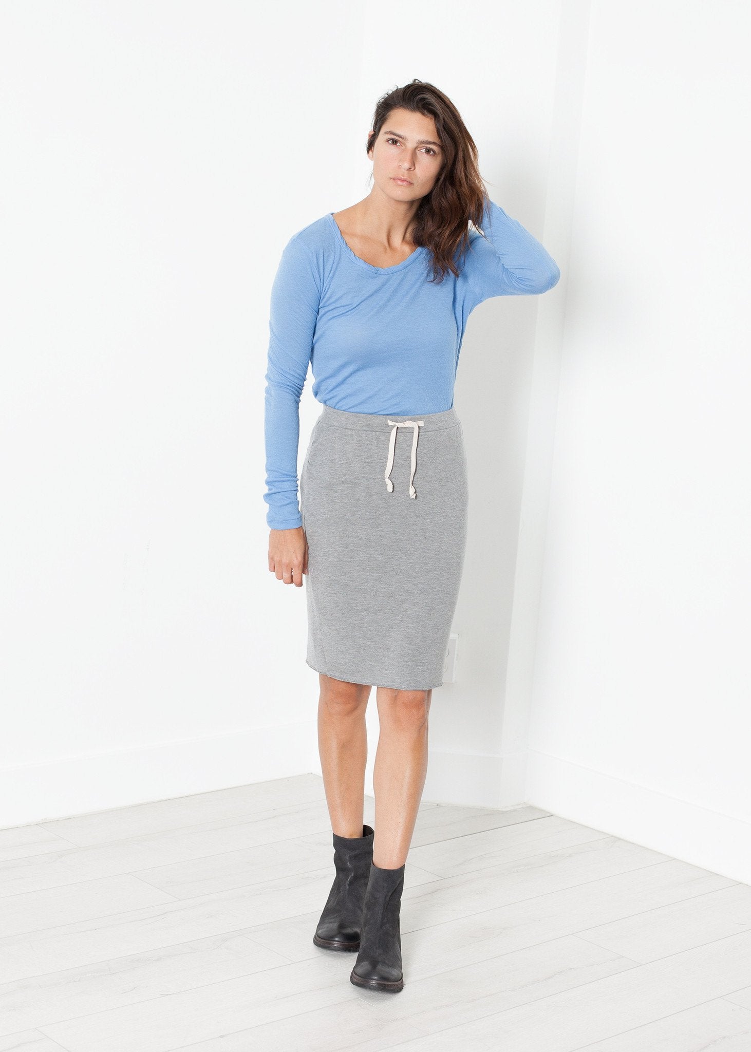 Tencel Jersey Mini in Heather Grey|women's skirts[option1]|[option2]|[option3] - hello