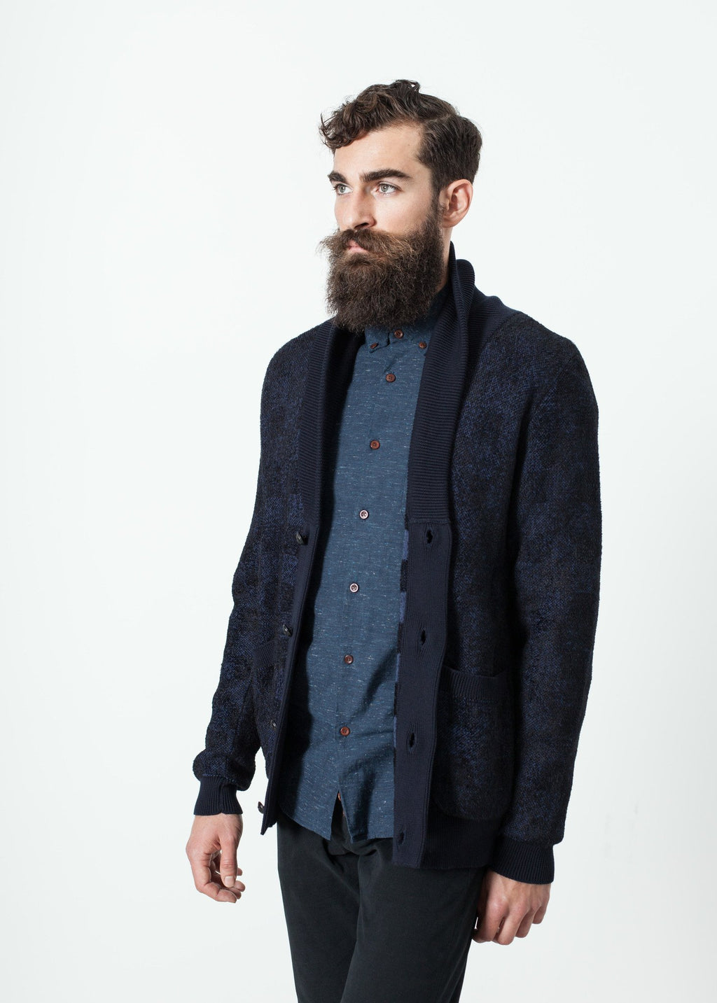Giacca Madras Cardigan|men's knits[option1]|[option2]|[option3] - hello
