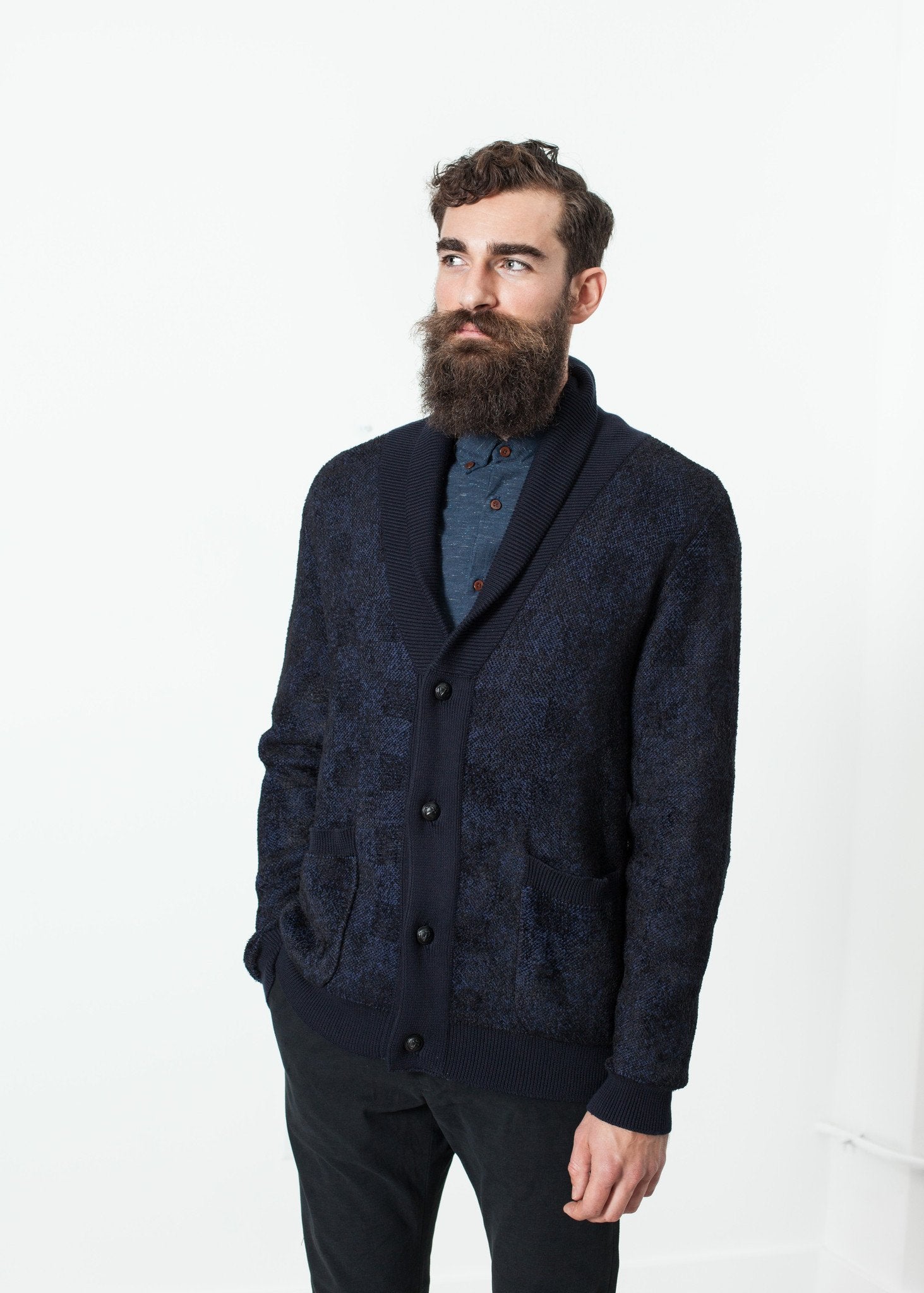 Giacca Madras Cardigan|men's knits[option1]|[option2]|[option3] - hello