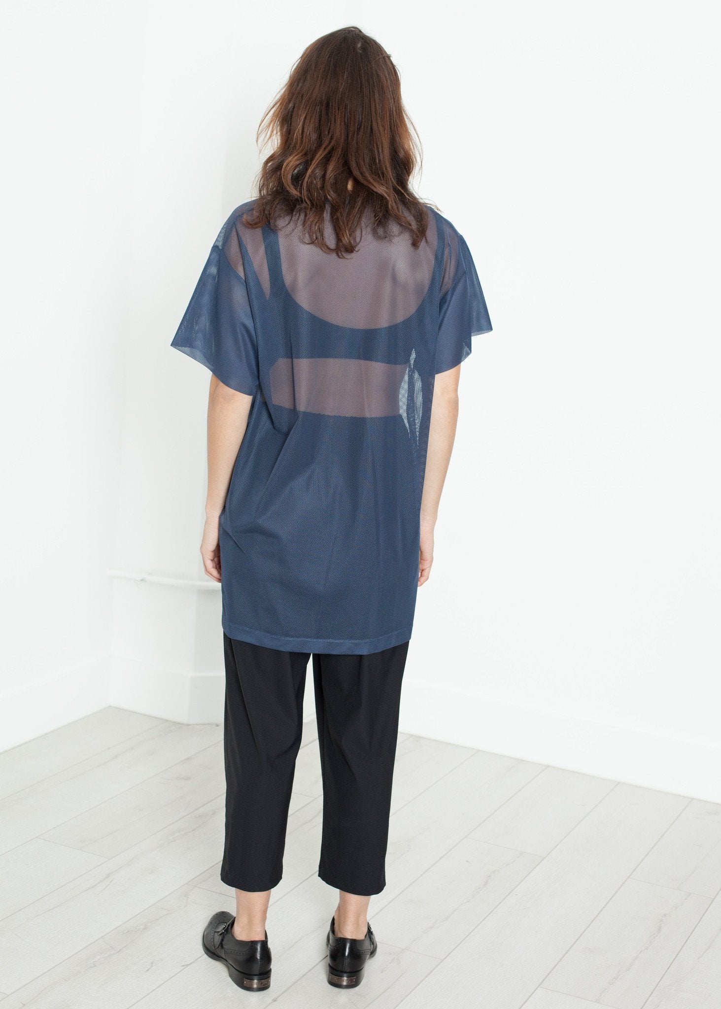 Mesh Over Tee in Navy|women's tops[option1]|[option2]|[option3] - hello