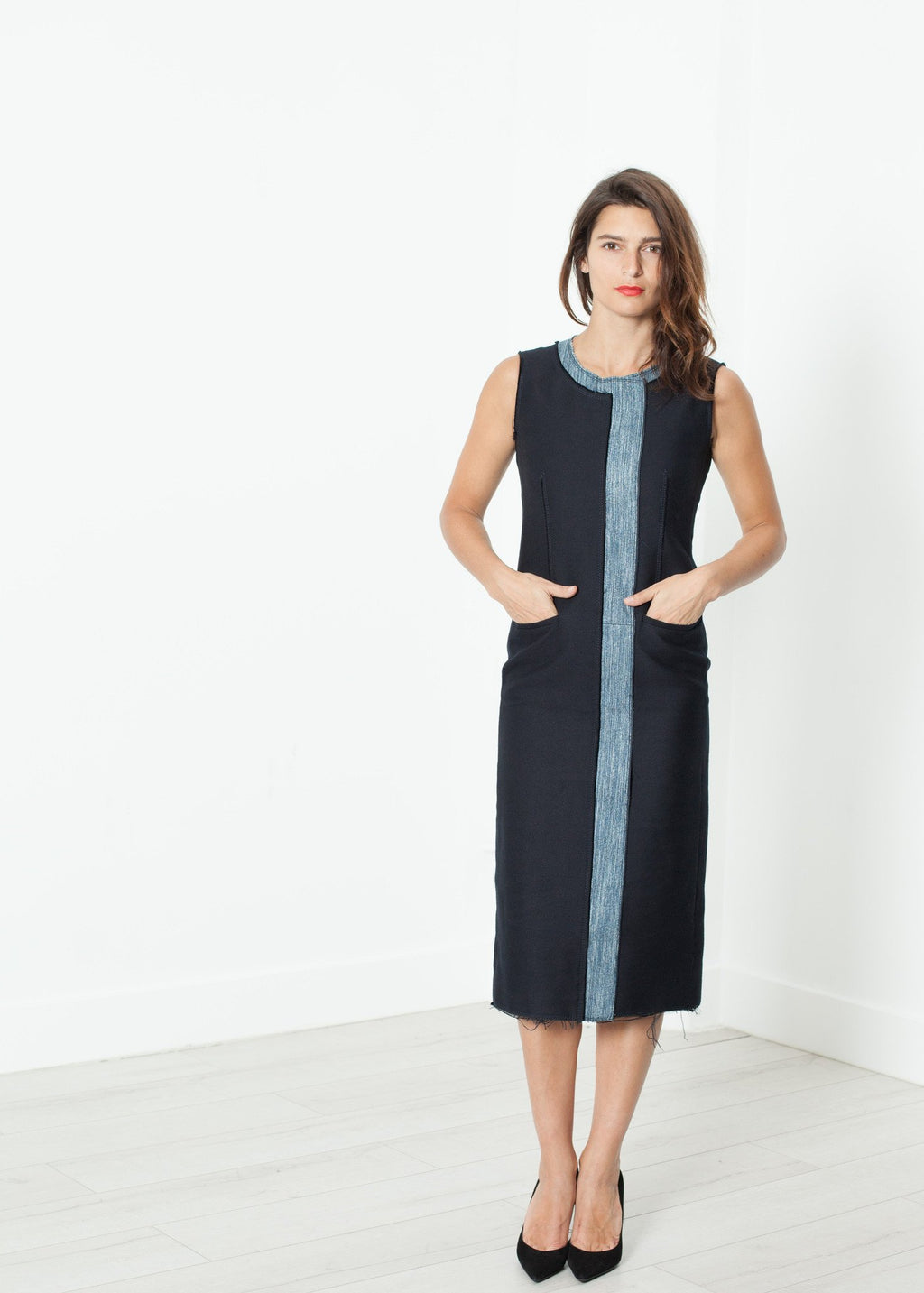 Denim Dress in Denim|women's dresses[option1]|[option2]|[option3] - hello