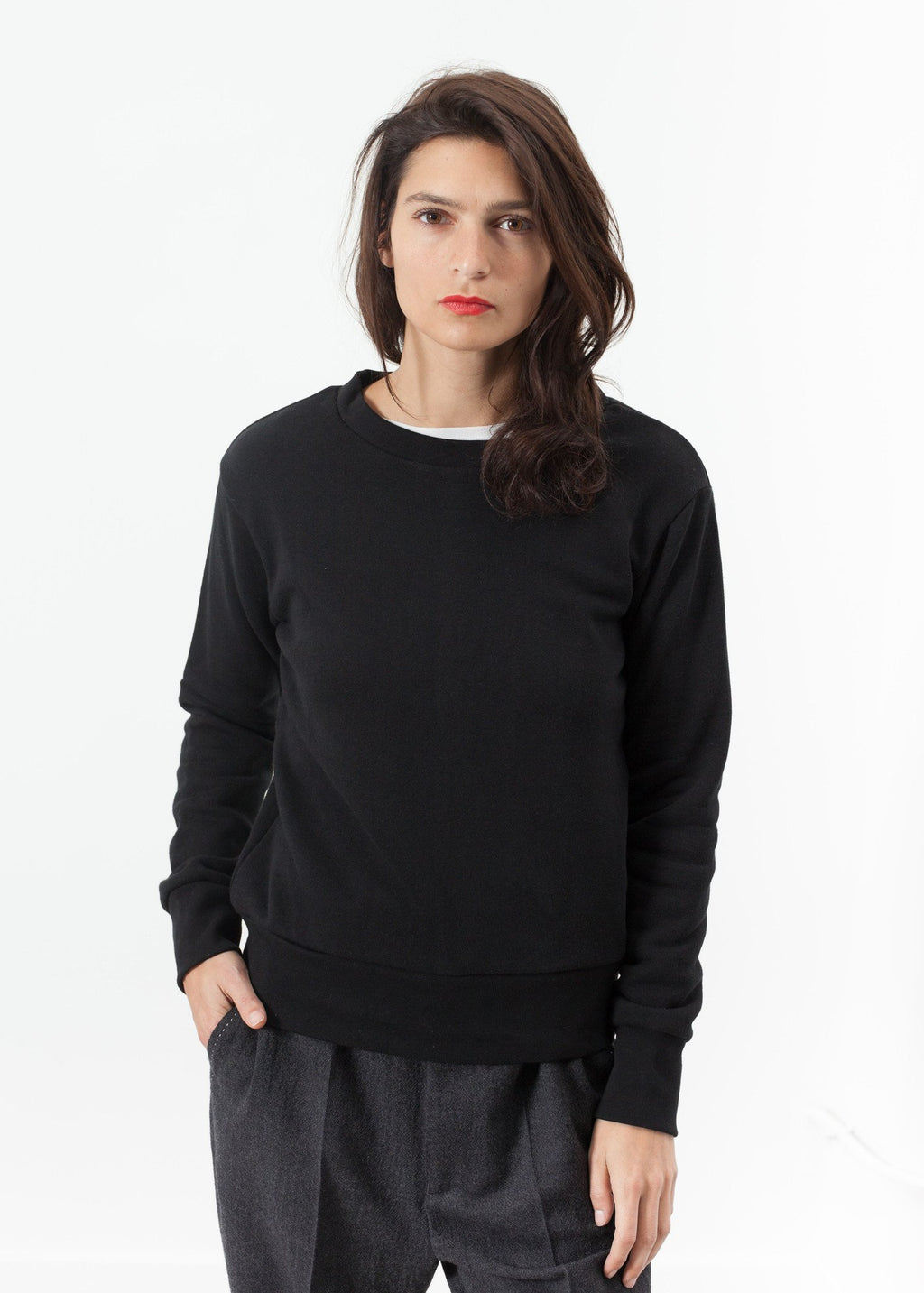 Loopwheeler Sweatshirt in Black|women's knitwear[option1]|[option2]|[option3] - hello