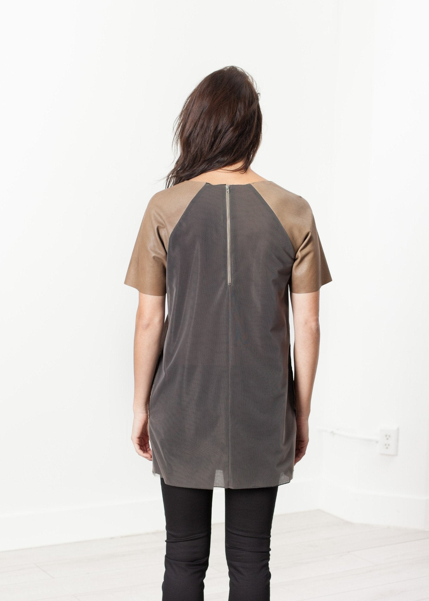 Leather Front Tunic|women's dresses[option1]|[option2]|[option3] - hello