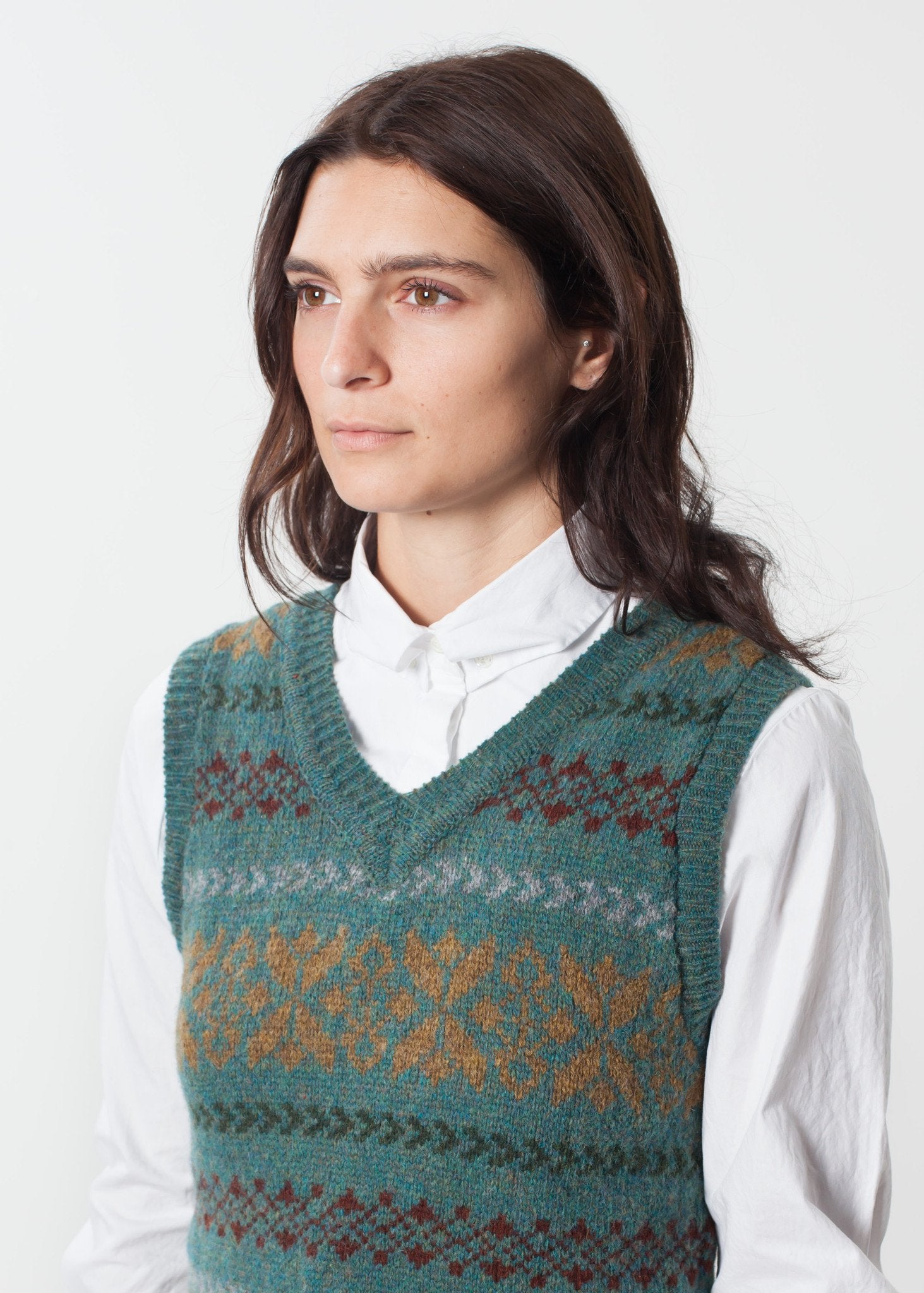 Fair Isle Vest in Army|women's vests[option1]|[option2]|[option3] - hello