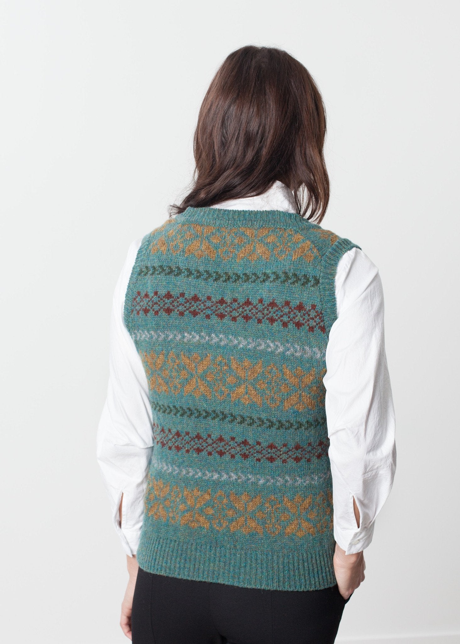 Fair Isle Vest in Army|women's vests[option1]|[option2]|[option3] - hello