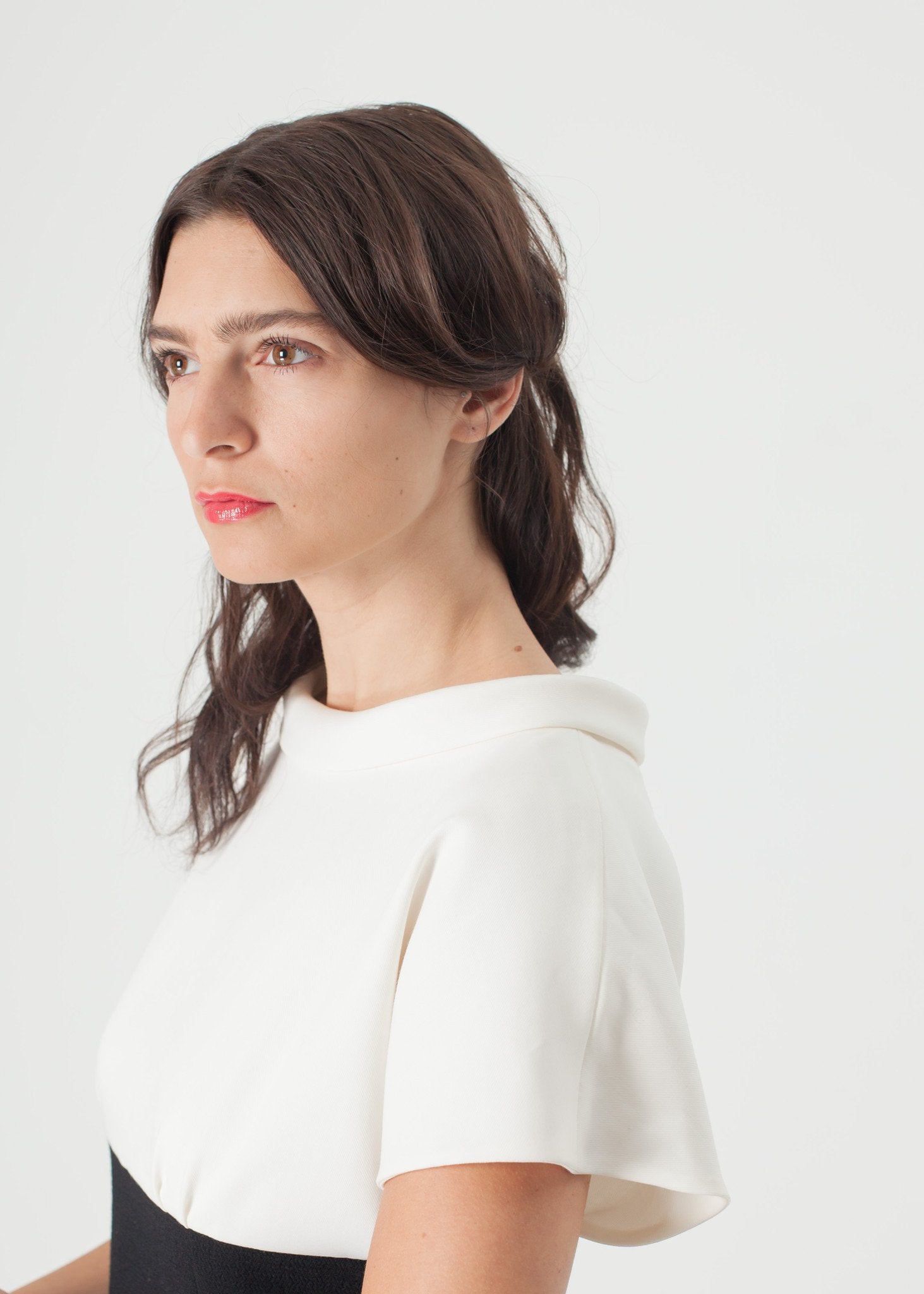 Pearl Fastened Dress in Cream/Black|women's dresses[option1]|[option2]|[option3] - hello