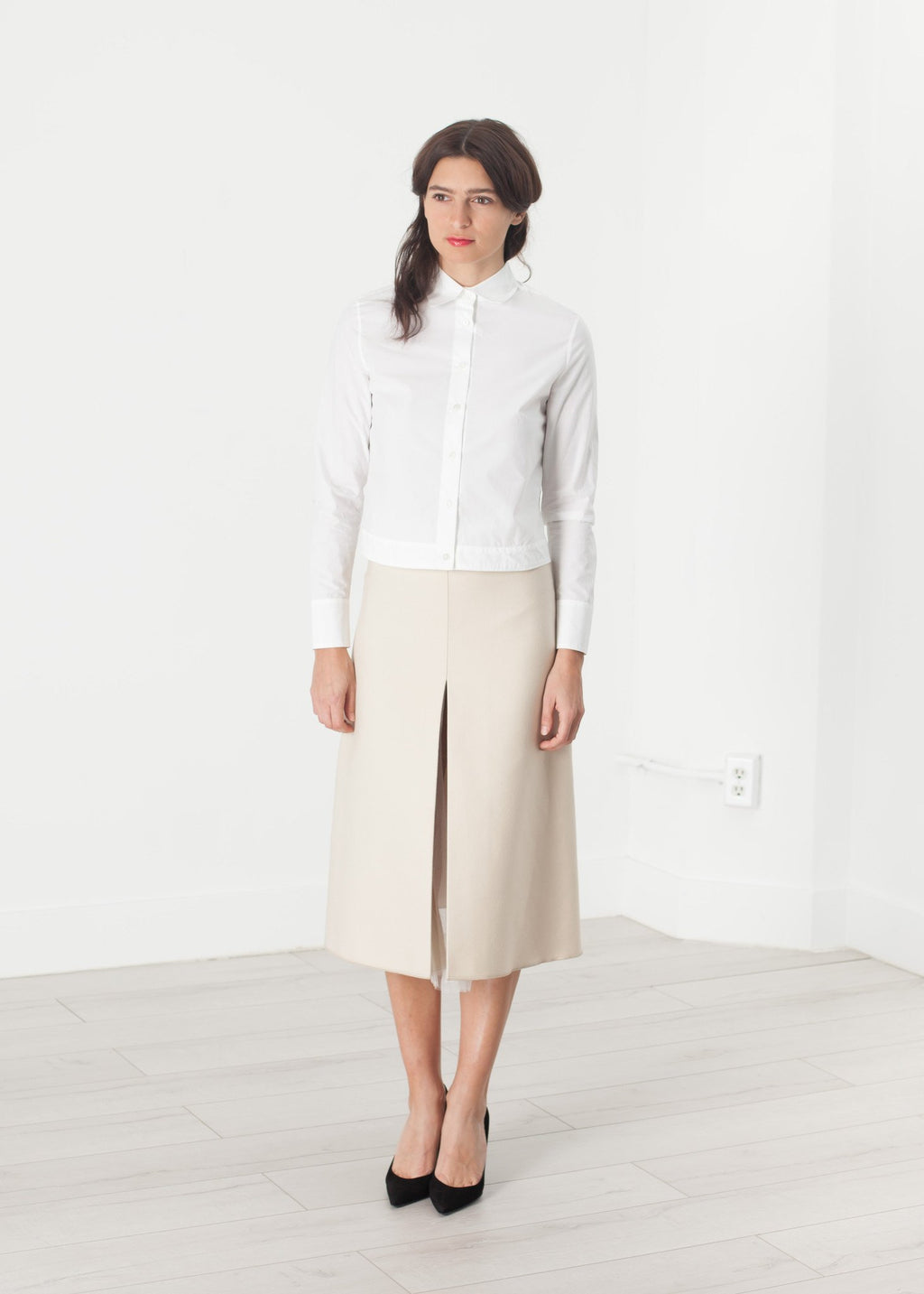 Tulle Pleat Skirt in Cream|women's skirts[option1]|[option2]|[option3] - hello
