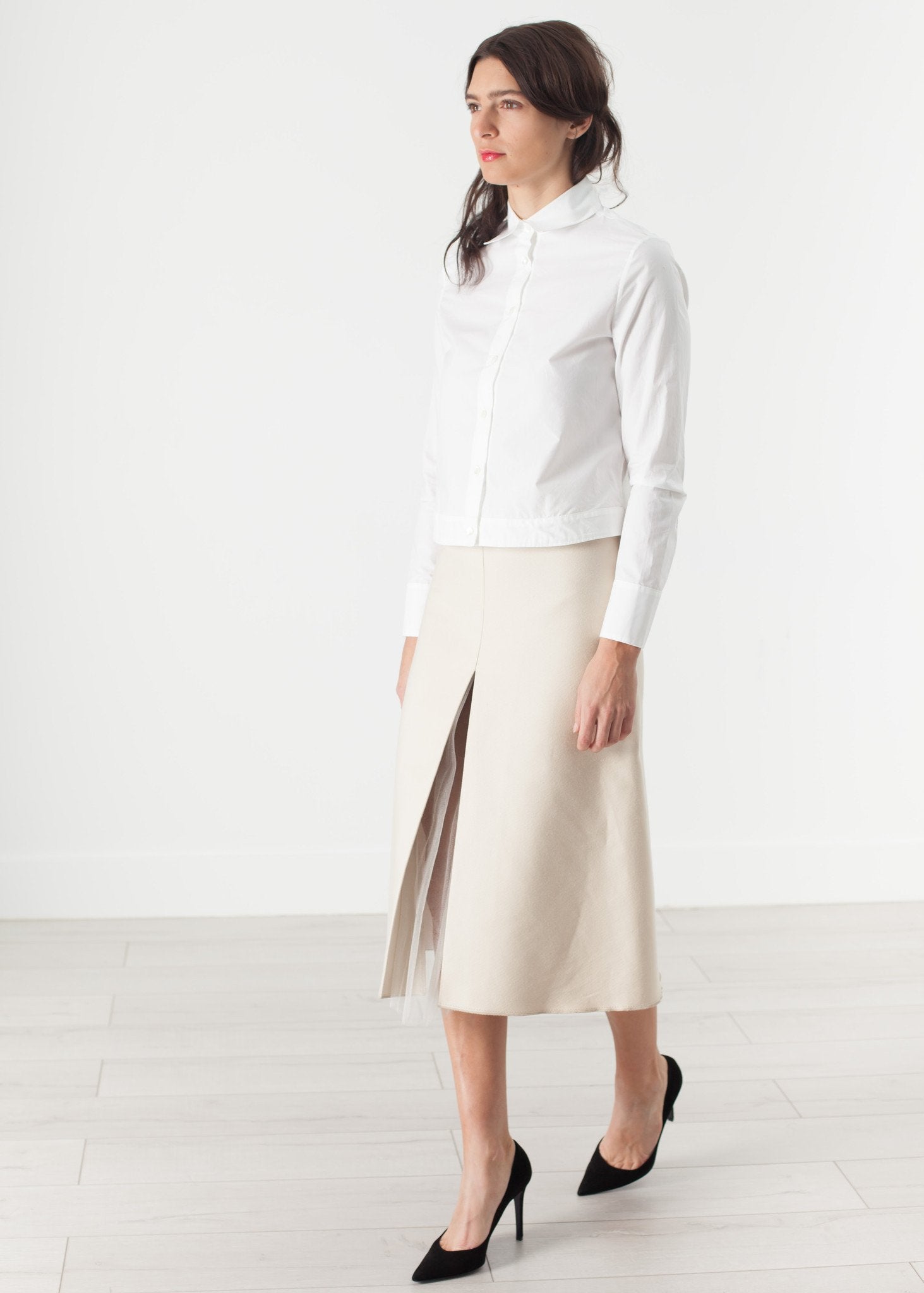 Tulle Pleat Skirt in Cream|women's skirts[option1]|[option2]|[option3] - hello