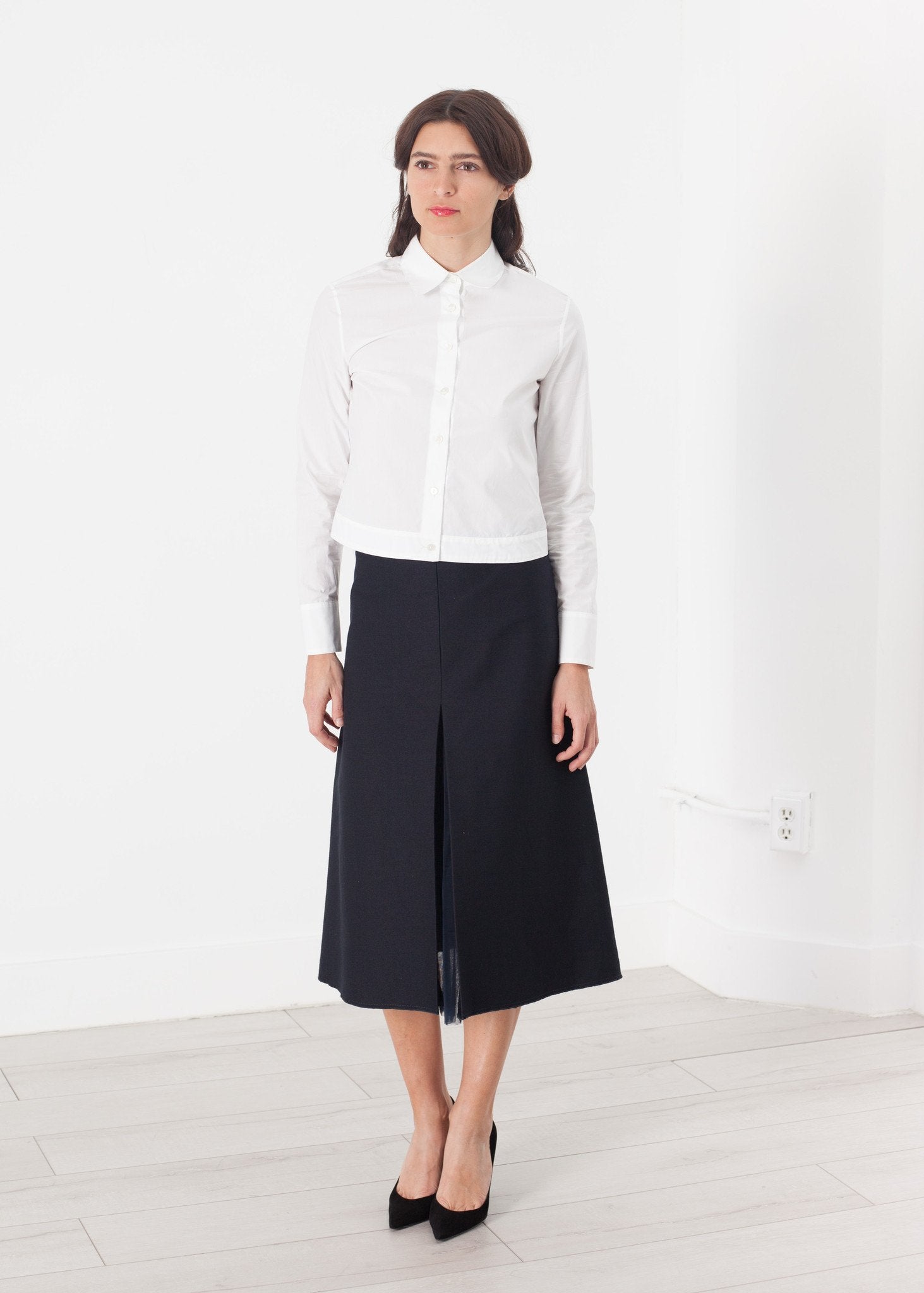 Tulle Pleat Skirt in Navy|women's skirts[option1]|[option2]|[option3] - hello