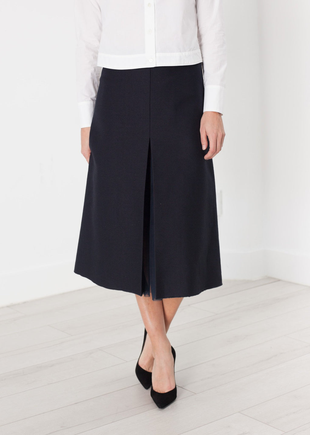 Tulle Pleat Skirt in Navy|women's skirts[option1]|[option2]|[option3] - hello
