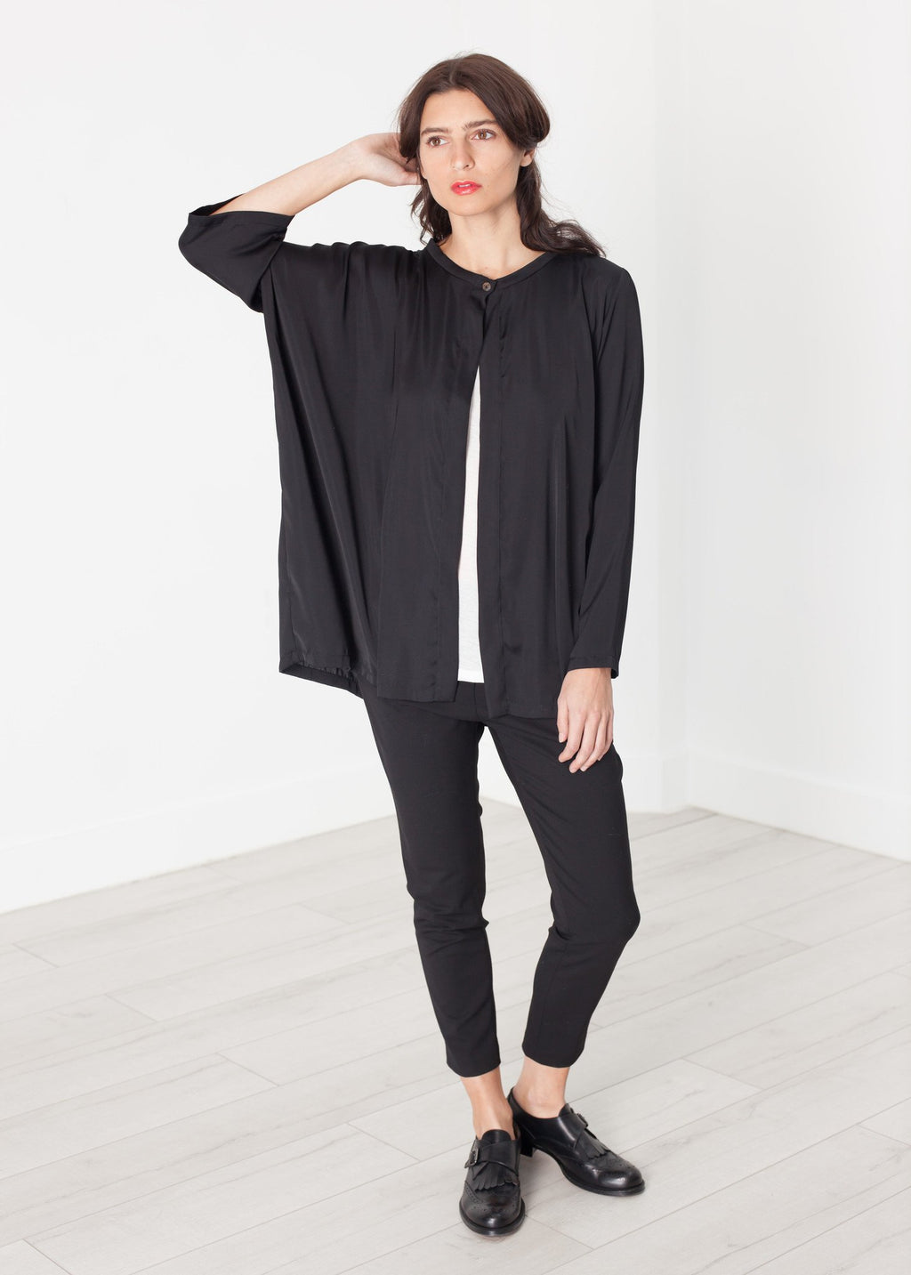 Unbalanced Cardigan in Black|women's knitwear[option1]|[option2]|[option3] - hello