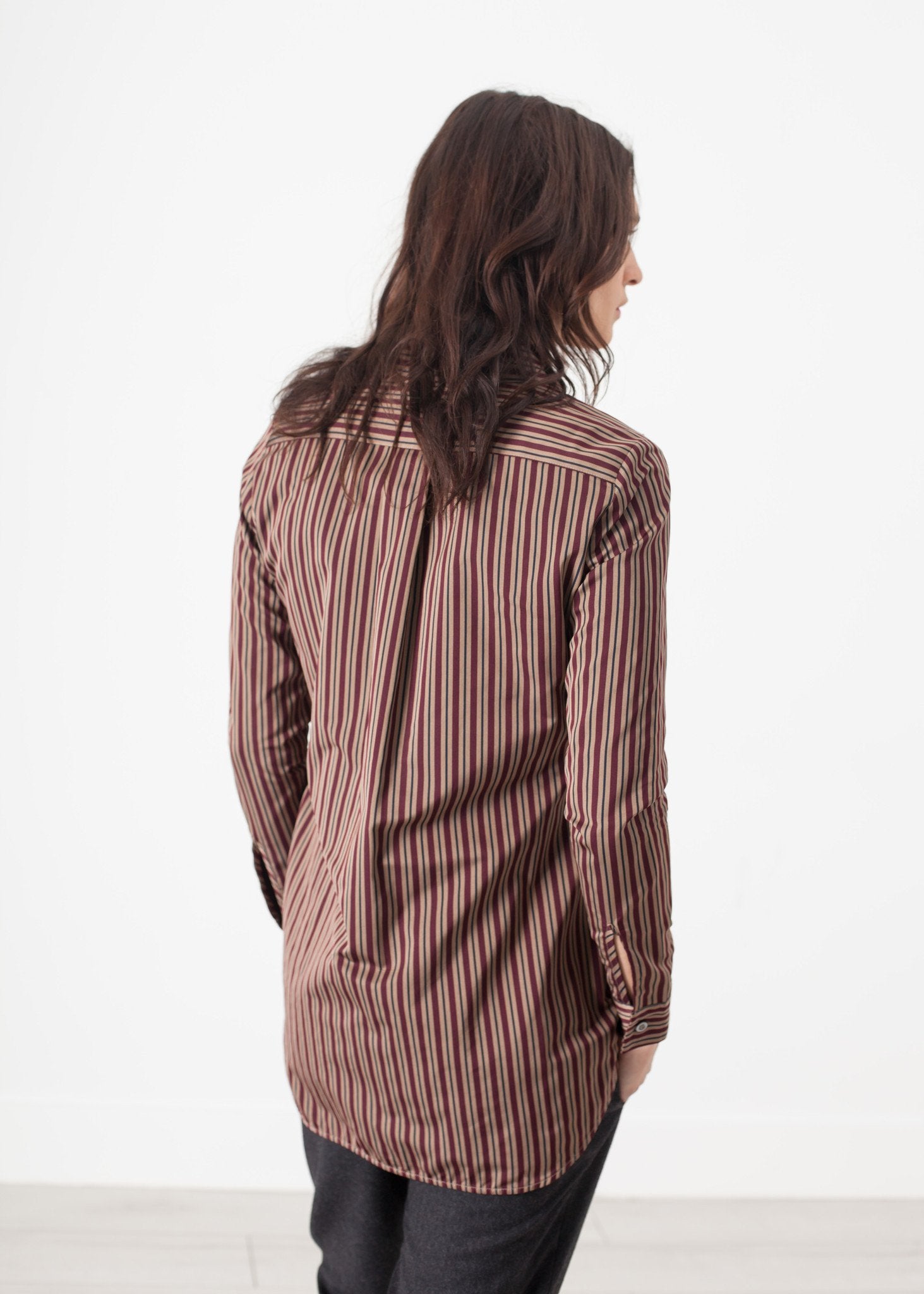 Sheen Button-Up in Red/Tan|women's button-ups[option1]|[option2]|[option3] - hello