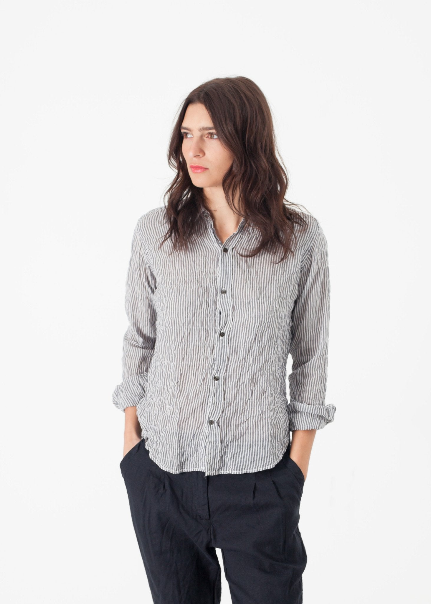 Boy Shirt in Pin|women's button-ups[option1]|[option2]|[option3] - hello