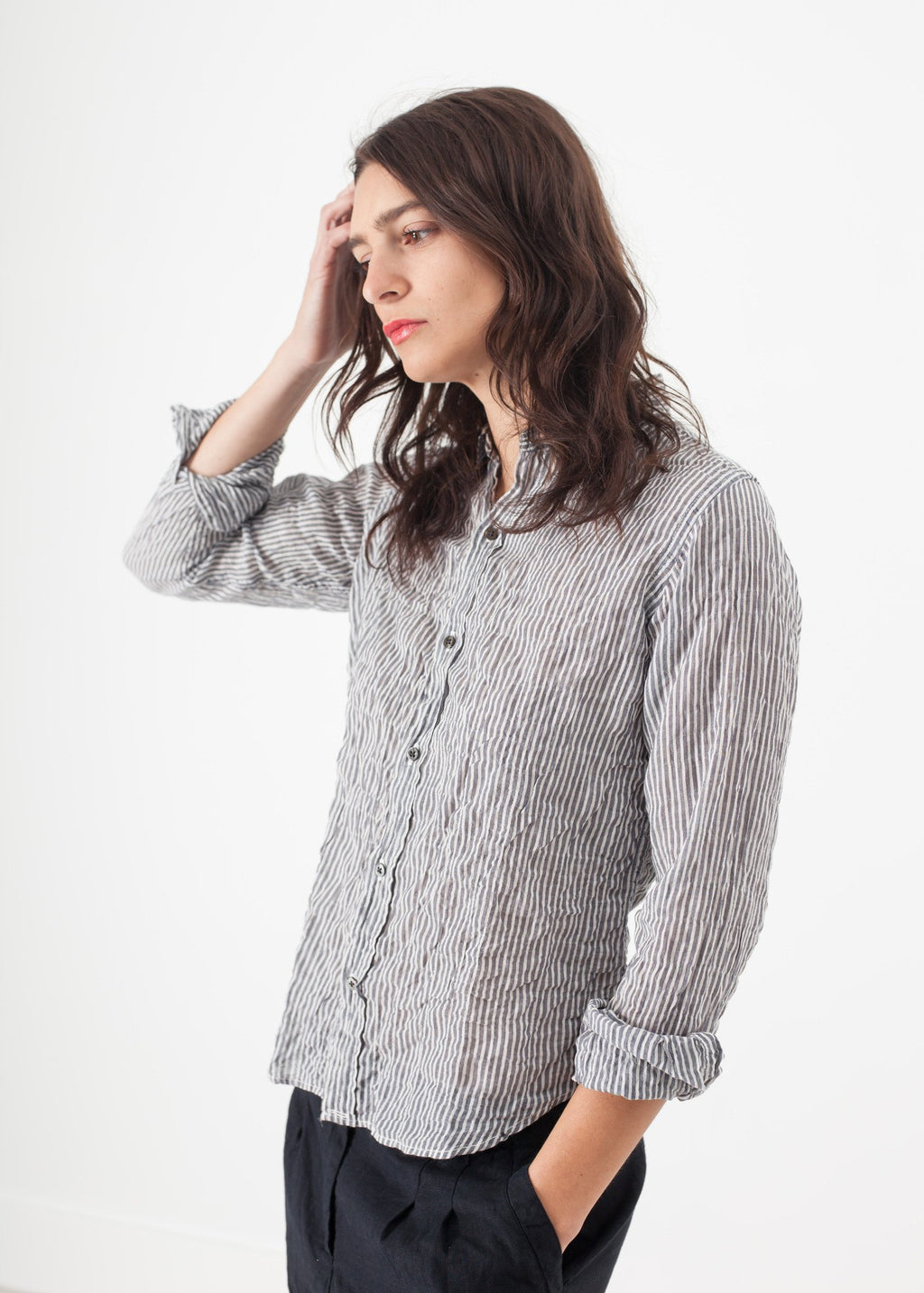 Boy Shirt in Pin|women's button-ups[option1]|[option2]|[option3] - hello