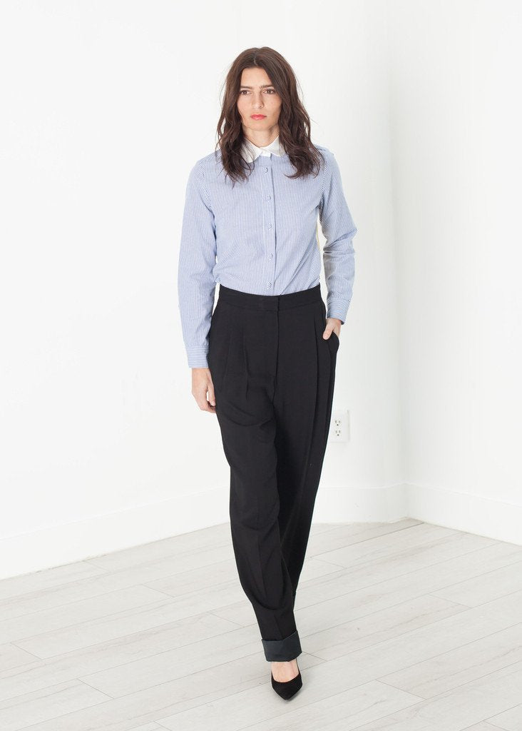 Contrast Cuff Pant in Black|women's pants[option1]|[option2]|[option3] - hello