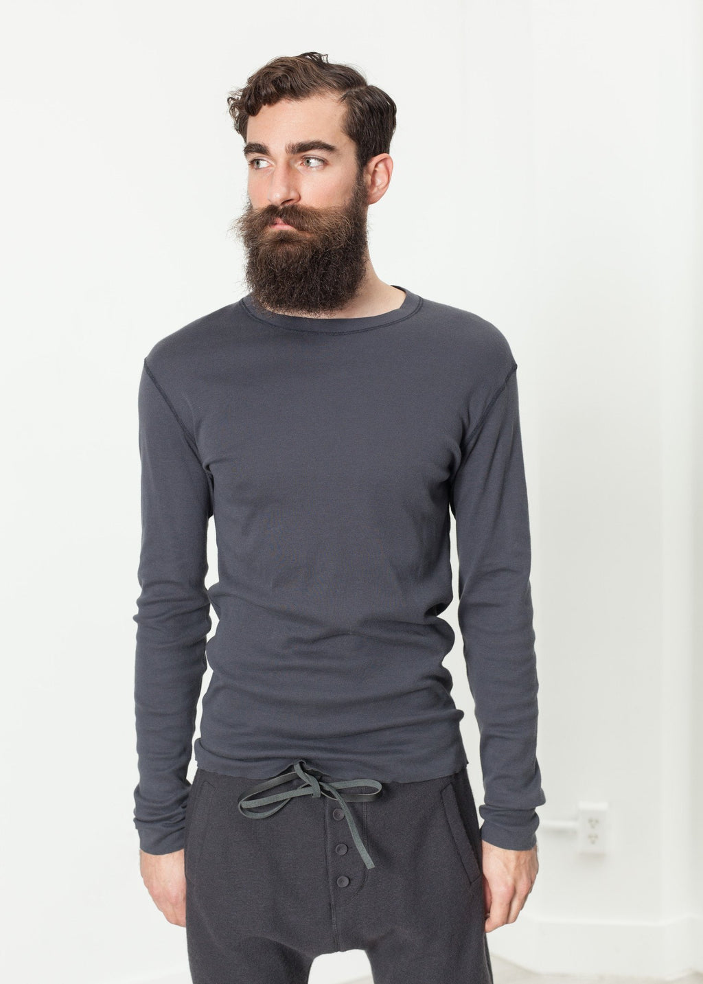 Secon Shale Shirt in Slate|men's knitwear[option1]|[option2]|[option3] - hello