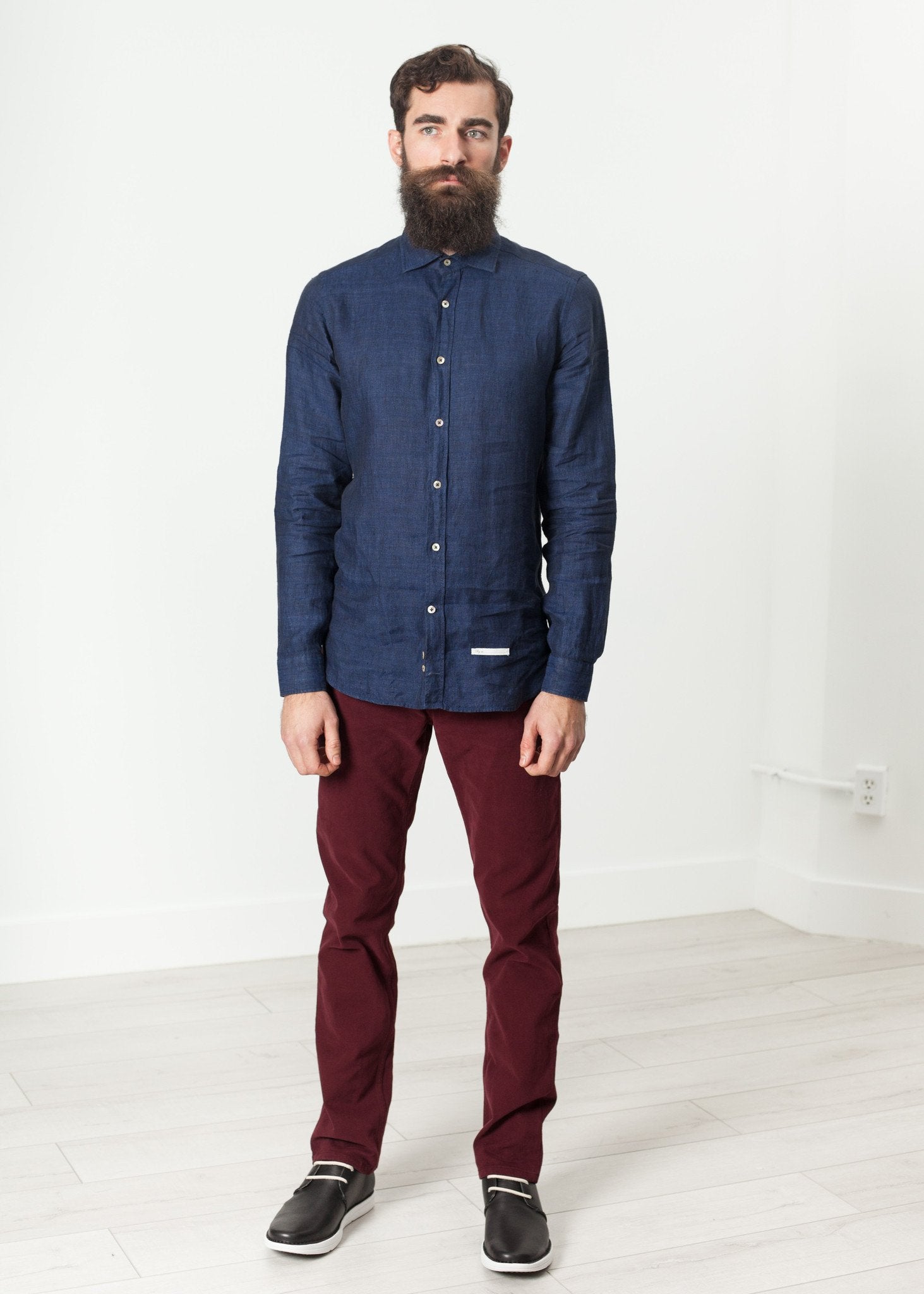 Button Up Shirt in Navy|men's button-ups[option1]|[option2]|[option3] - hello