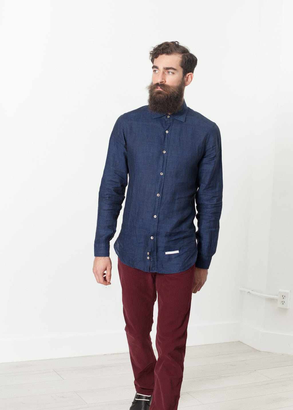Button Up Shirt in Navy|men's button-ups[option1]|[option2]|[option3] - hello