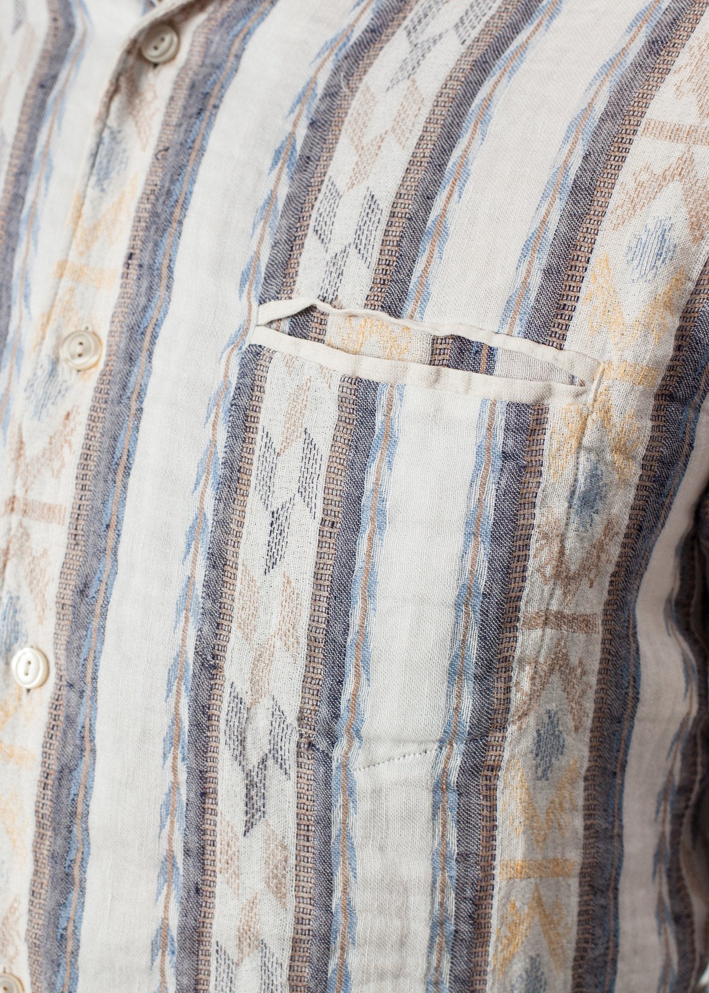 Linen Western Shirt in Beige/Blue|men's button-ups[option1]|[option2]|[option3] - hello