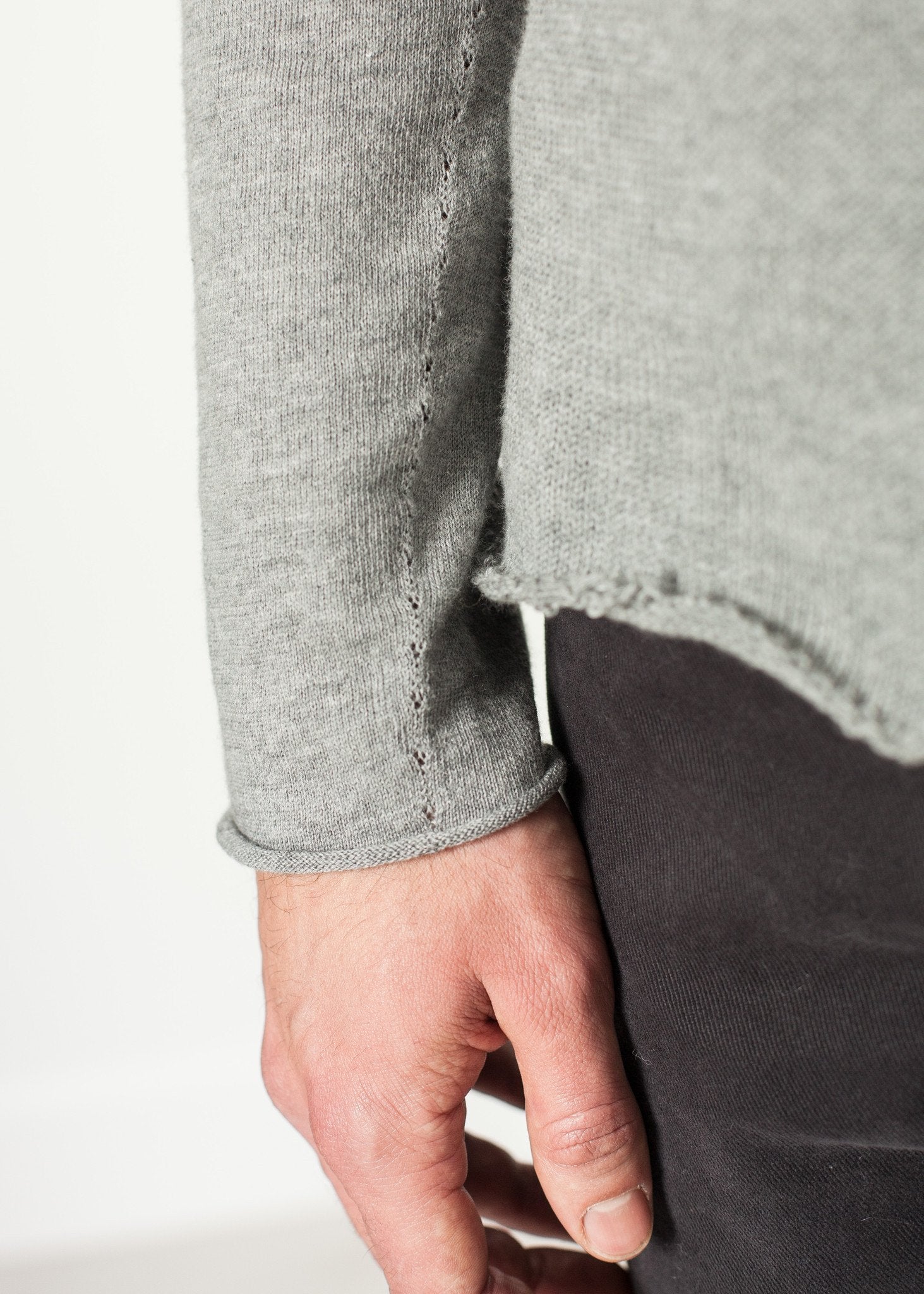 Garbo Henley in Grey|men's knitwear[option1]|[option2]|[option3] - hello