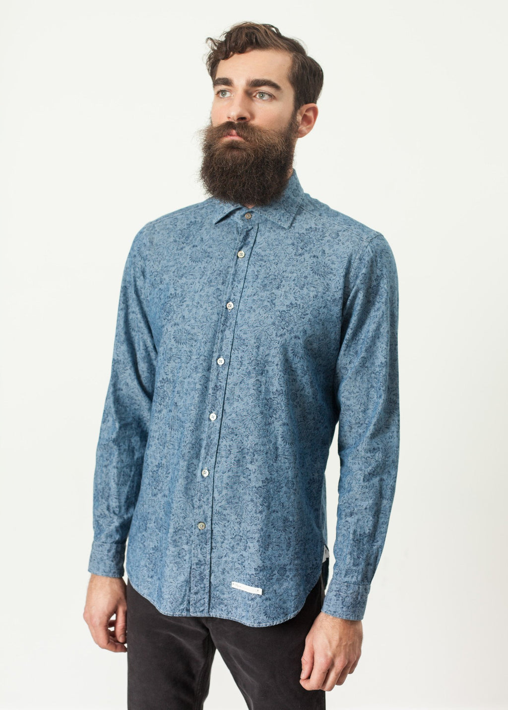 Floral Button-Up in Blue|men's button-ups[option1]|[option2]|[option3] - hello