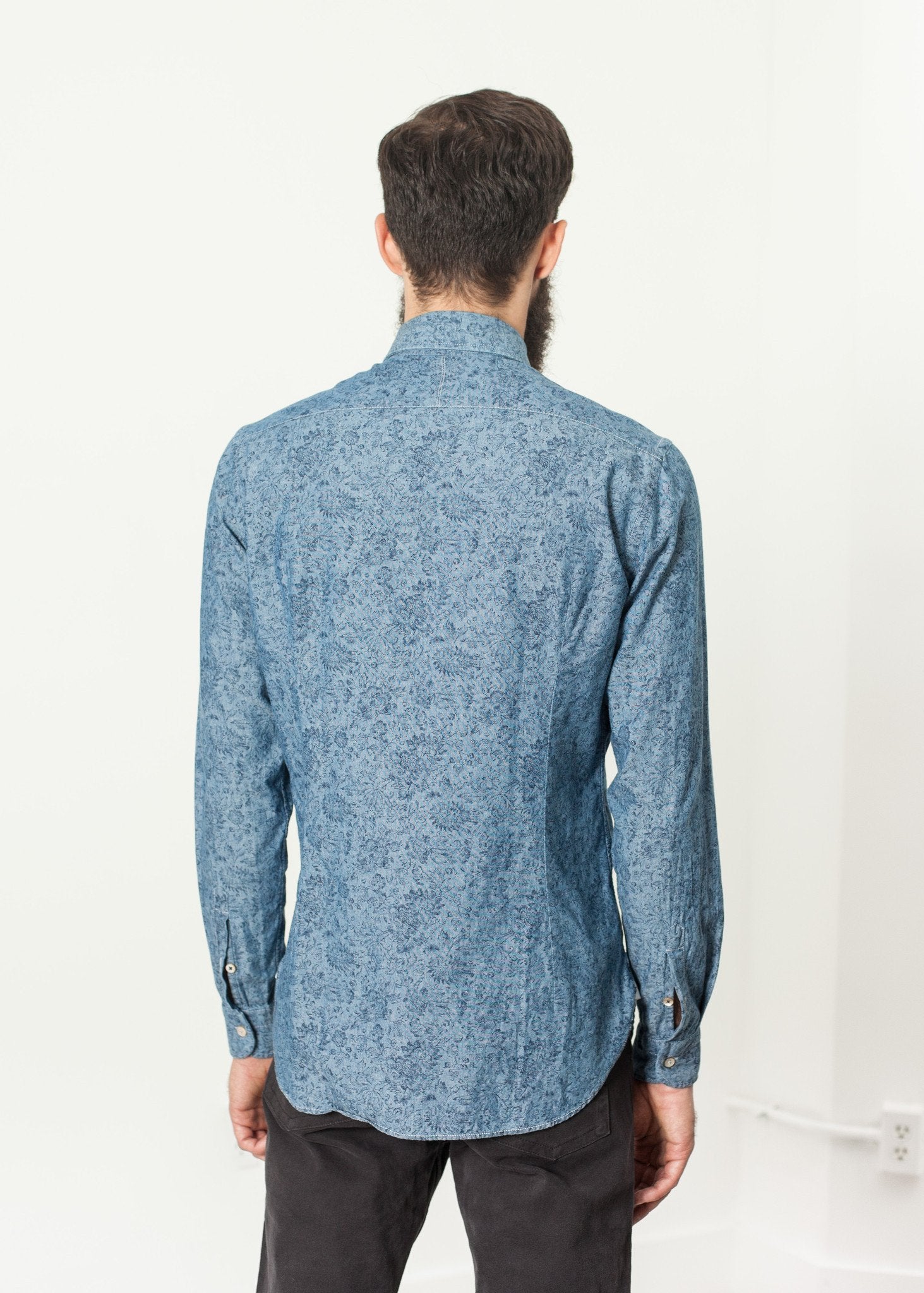Floral Button-Up in Blue|men's button-ups[option1]|[option2]|[option3] - hello