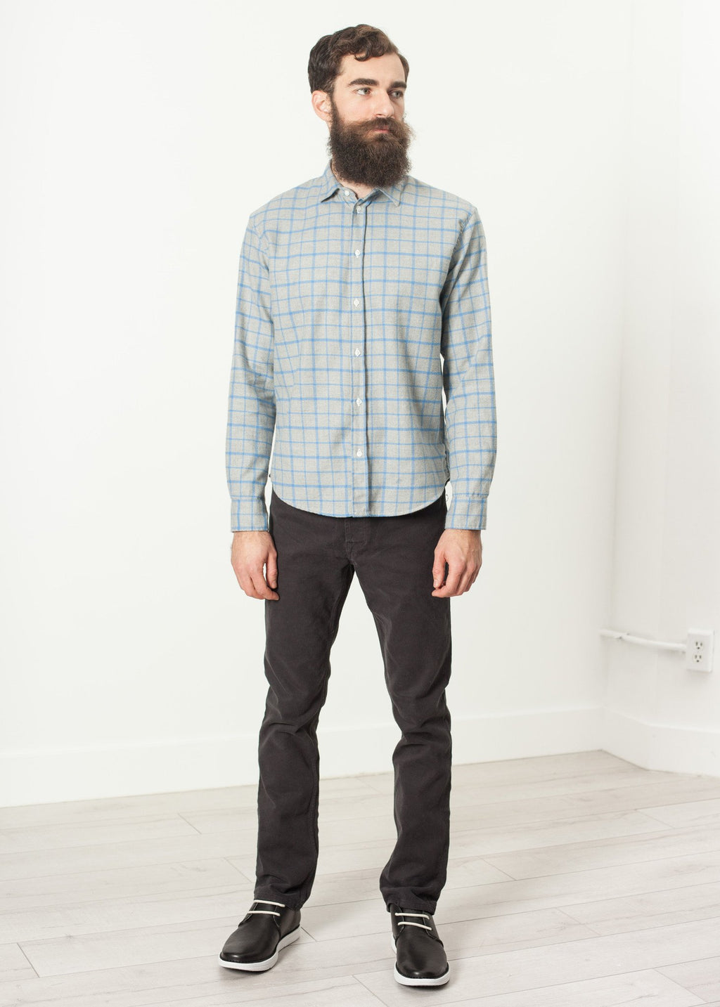 Paul Shirt in Grey Flannel|men's button-ups[option1]|[option2]|[option3] - hello
