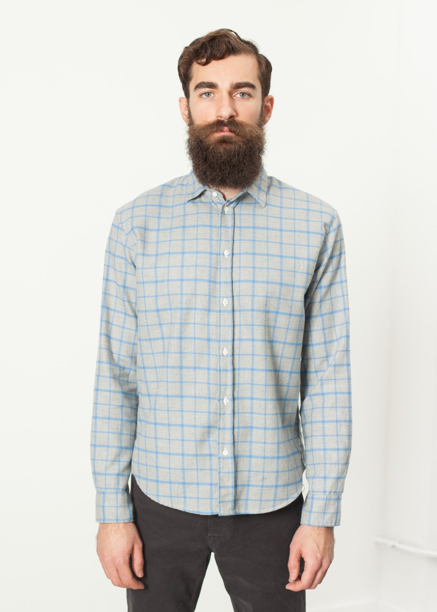 Paul Shirt in Grey Flannel|men's button-ups[option1]|[option2]|[option3] - hello
