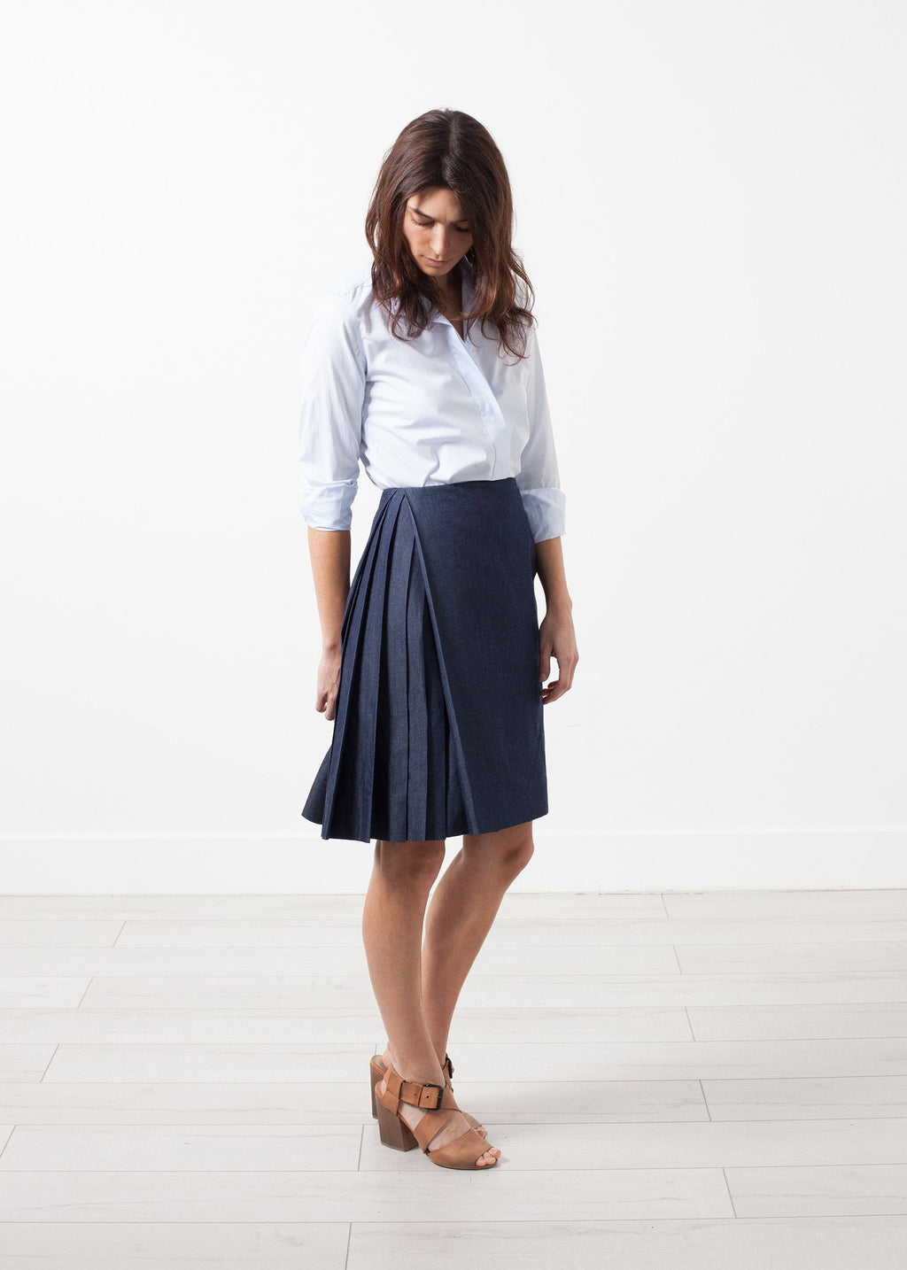 Side Pleat Skirt|women's skirts[option1]|[option2]|[option3] - hello