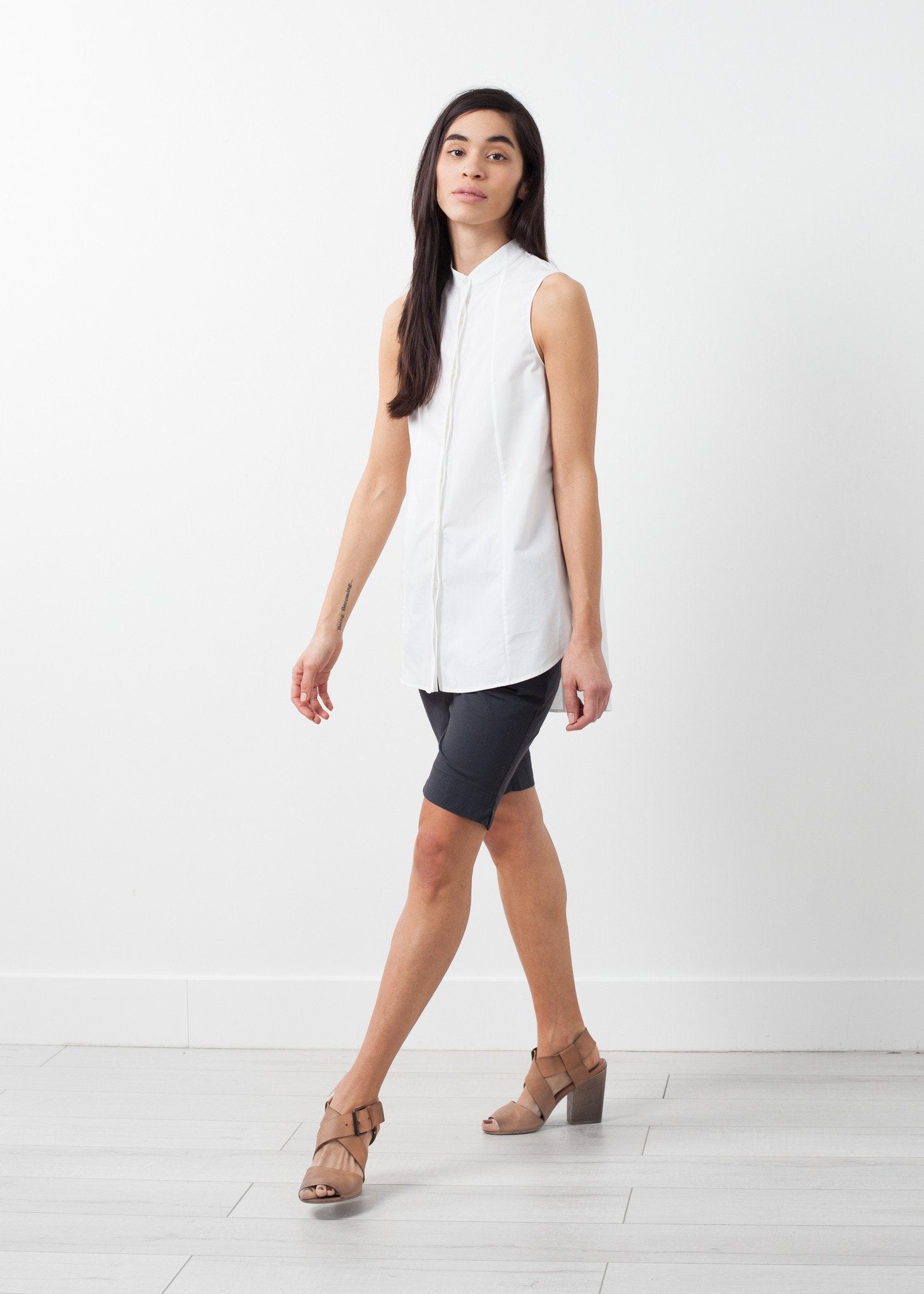 Sleeveless Tunic|women's button-ups[option1]|[option2]|[option3] - hello