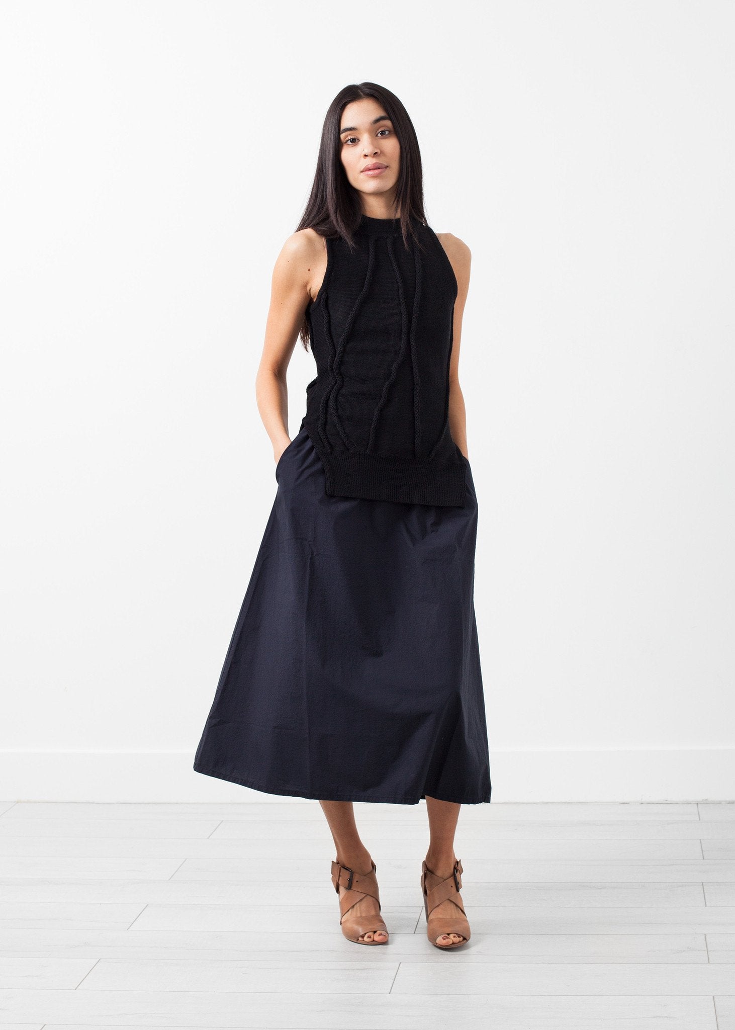 Curved Stripe Knit Tank|women's knitwear[option1]|[option2]|[option3] - hello