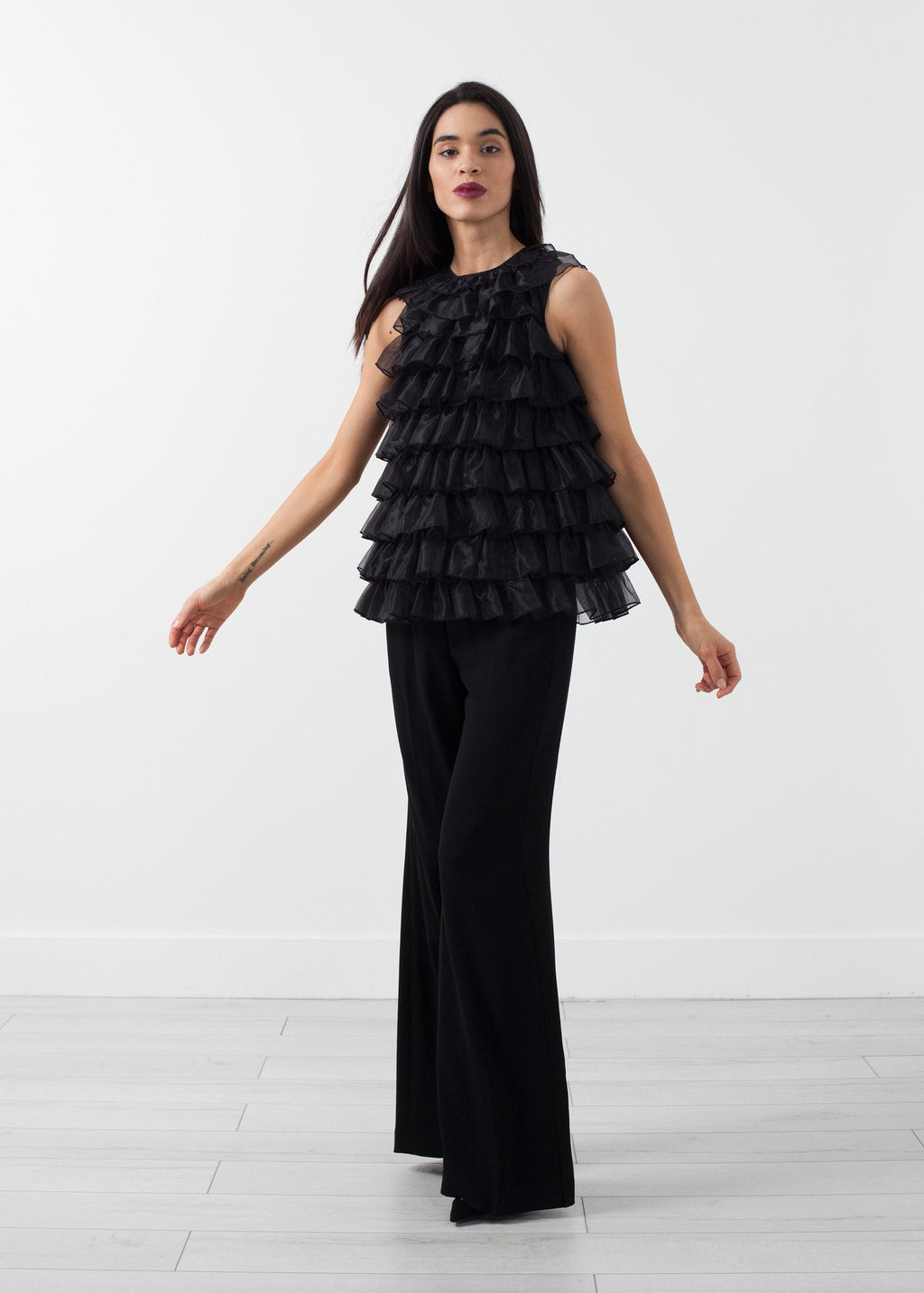 Organza Ruffle Top|women's tops[option1]|[option2]|[option3] - hello