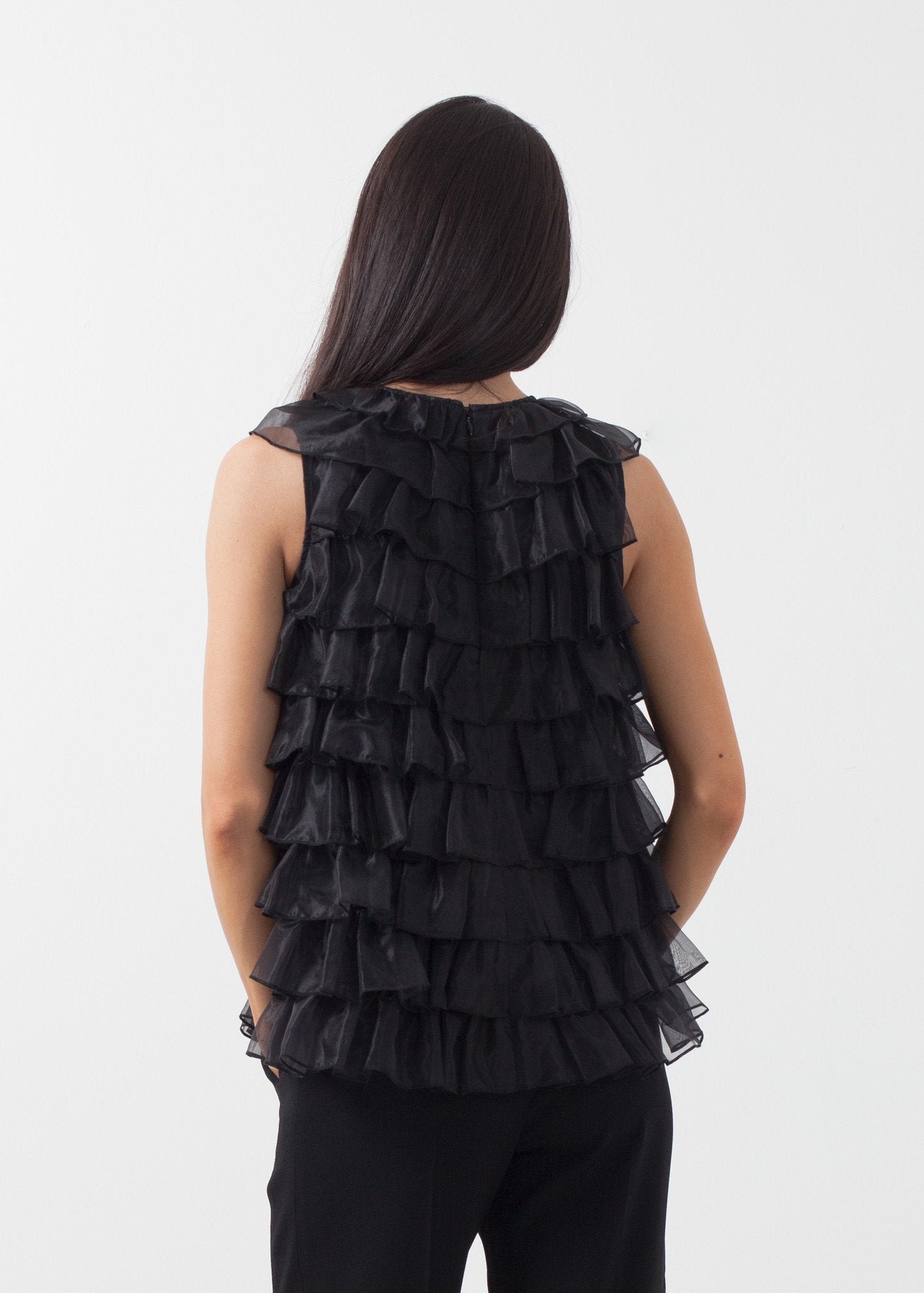 Organza Ruffle Top|women's tops[option1]|[option2]|[option3] - hello