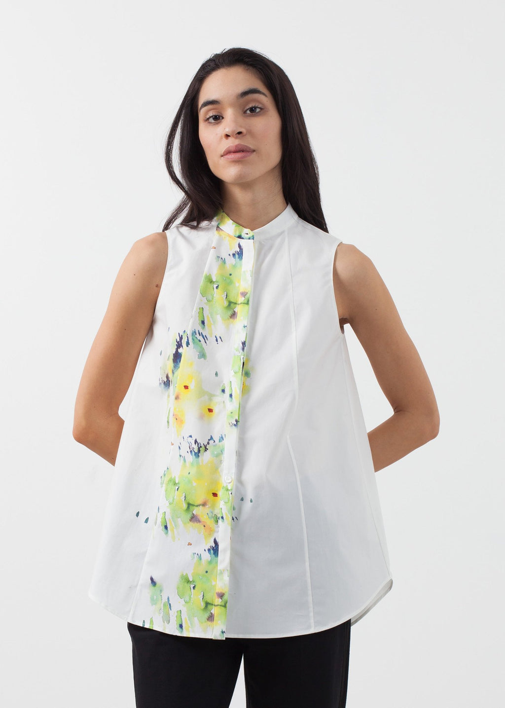 Sleeveless Tunic|women's button-ups[option1]|[option2]|[option3] - hello