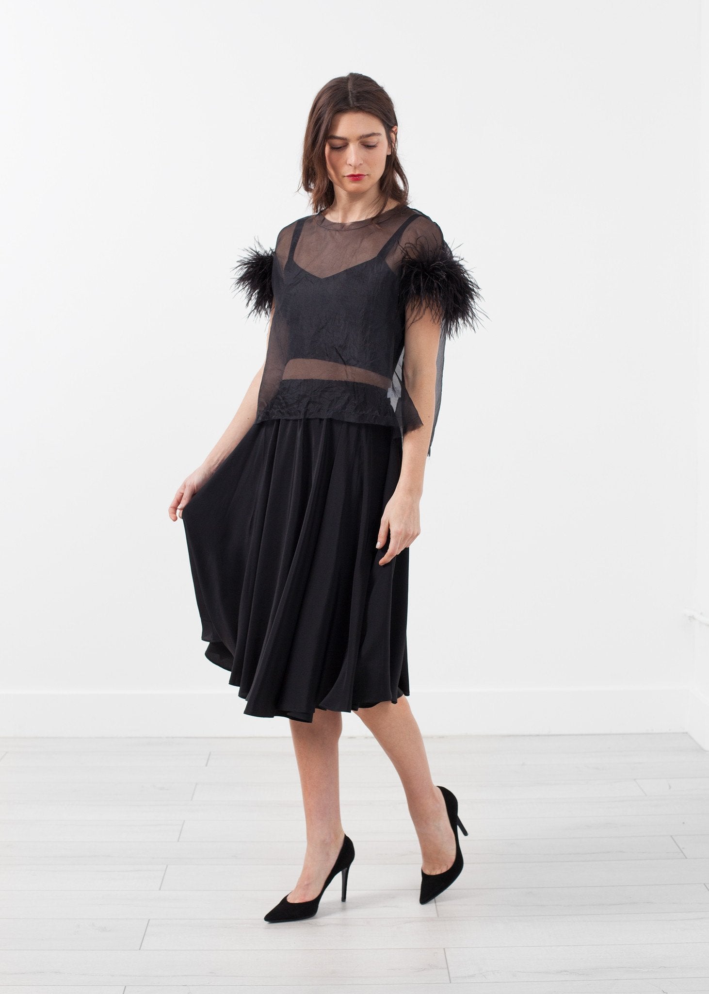 Organza Feather Top|women's tops[option1]|[option2]|[option3] - hello