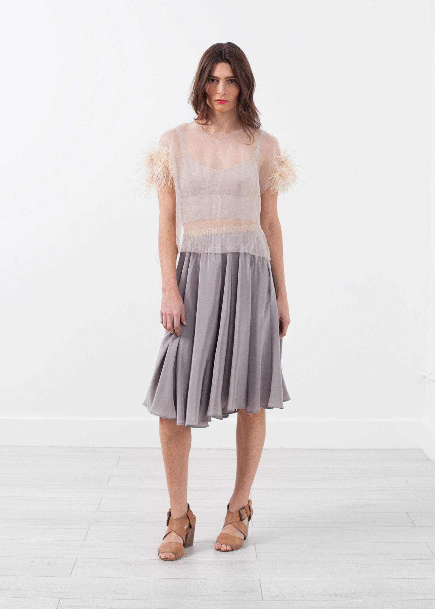 Organza Feather Top|women's tops[option1]|[option2]|[option3] - hello