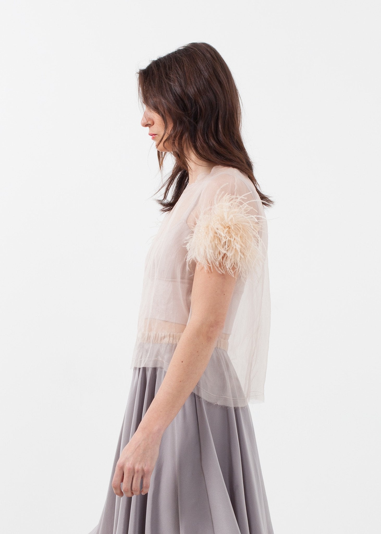 Organza Feather Top|women's tops[option1]|[option2]|[option3] - hello