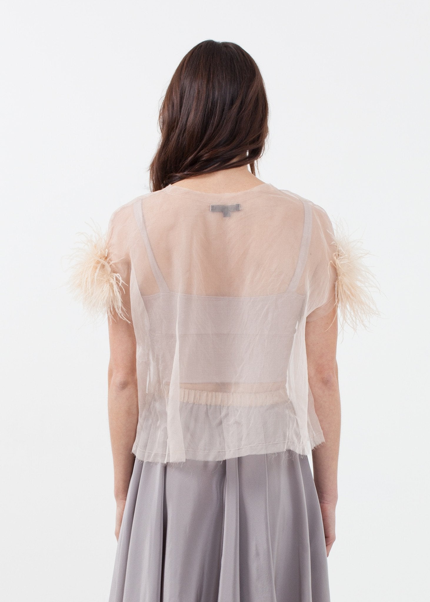 Organza Feather Top|women's tops[option1]|[option2]|[option3] - hello